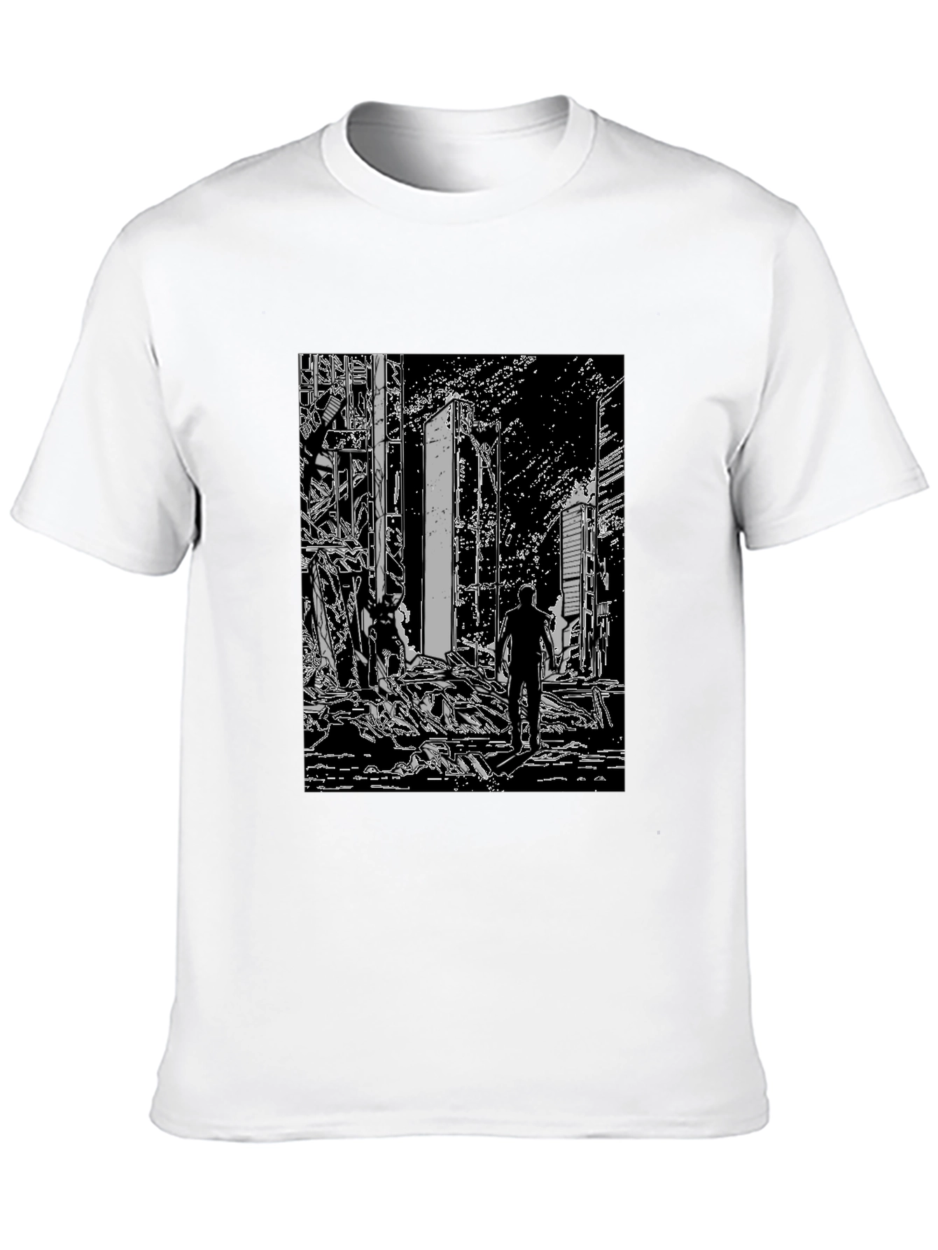 Monochrome Ruined City T-Shirt
