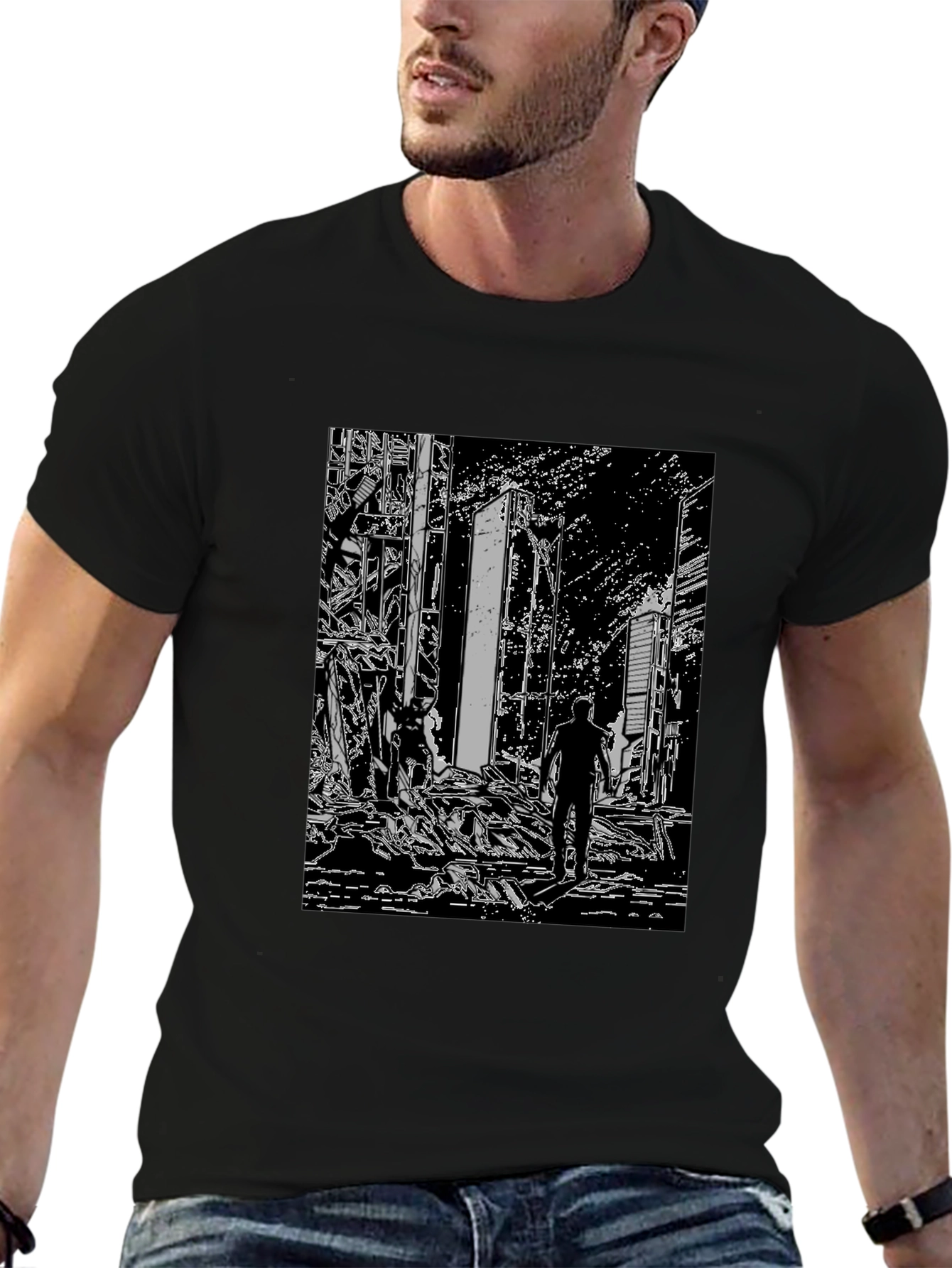 Monochrome Ruined City T-Shirt