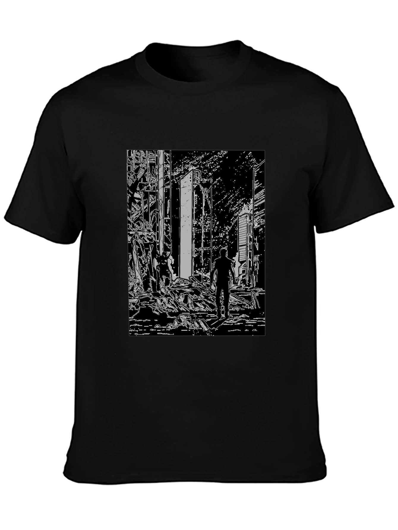 Monochrome Ruined City T-Shirt