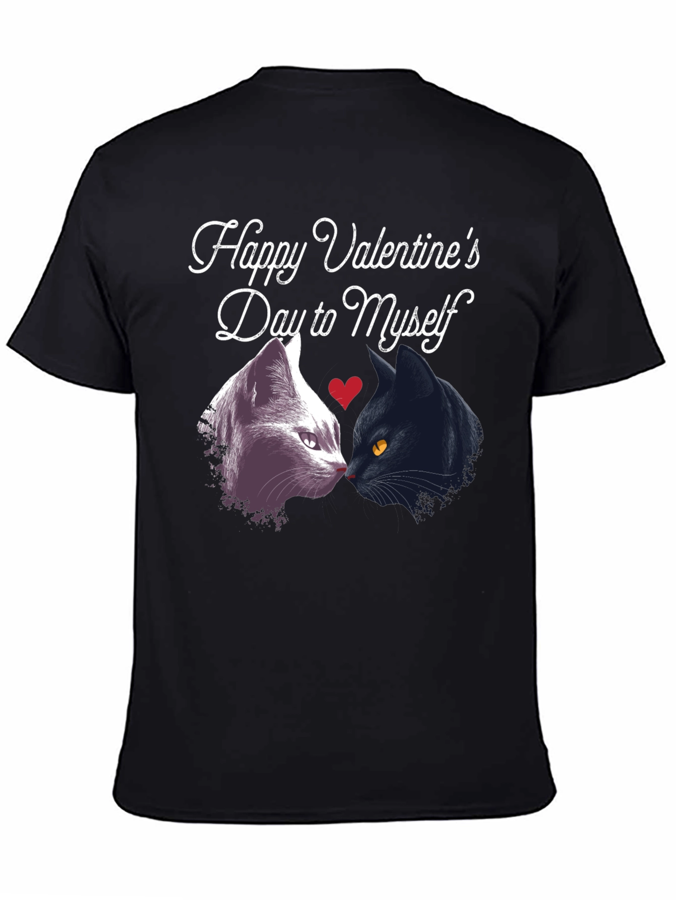 Funny Valentines Day Cats Black T-Shirt