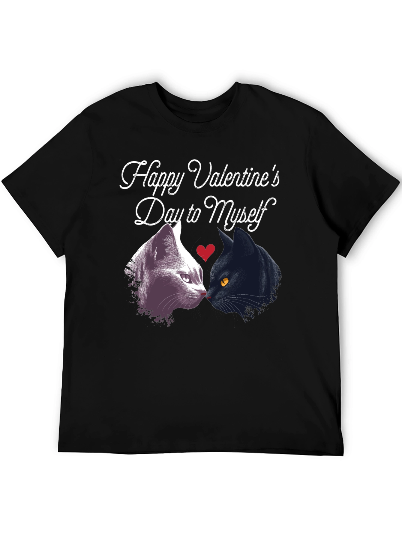 Funny Valentines Day Cats Black T-Shirt