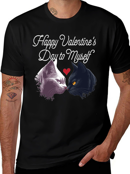 Funny Valentines Day Cats Black T-Shirt