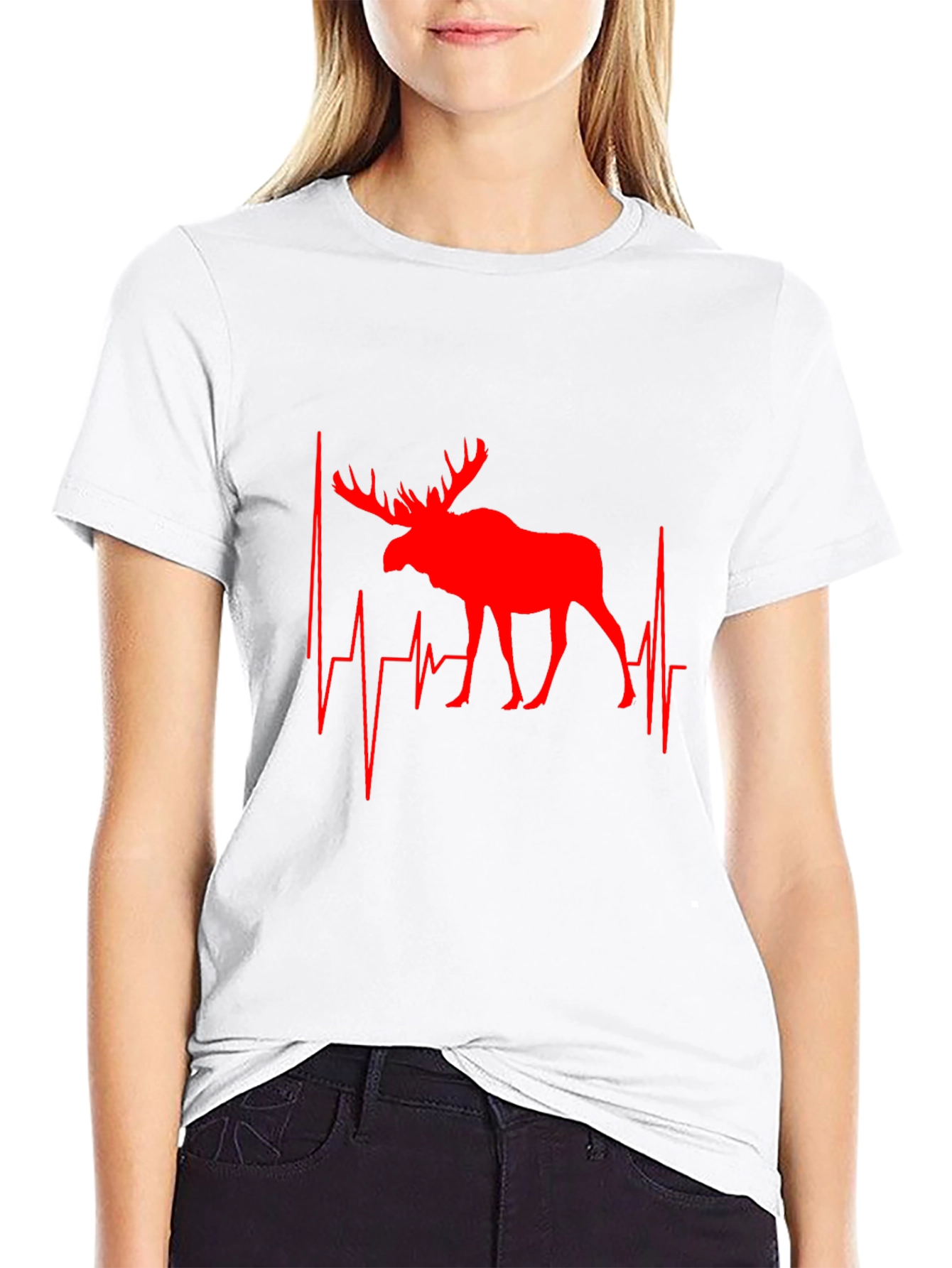 Moose Heartbeat T-Shirt - Novelty Animal Tee