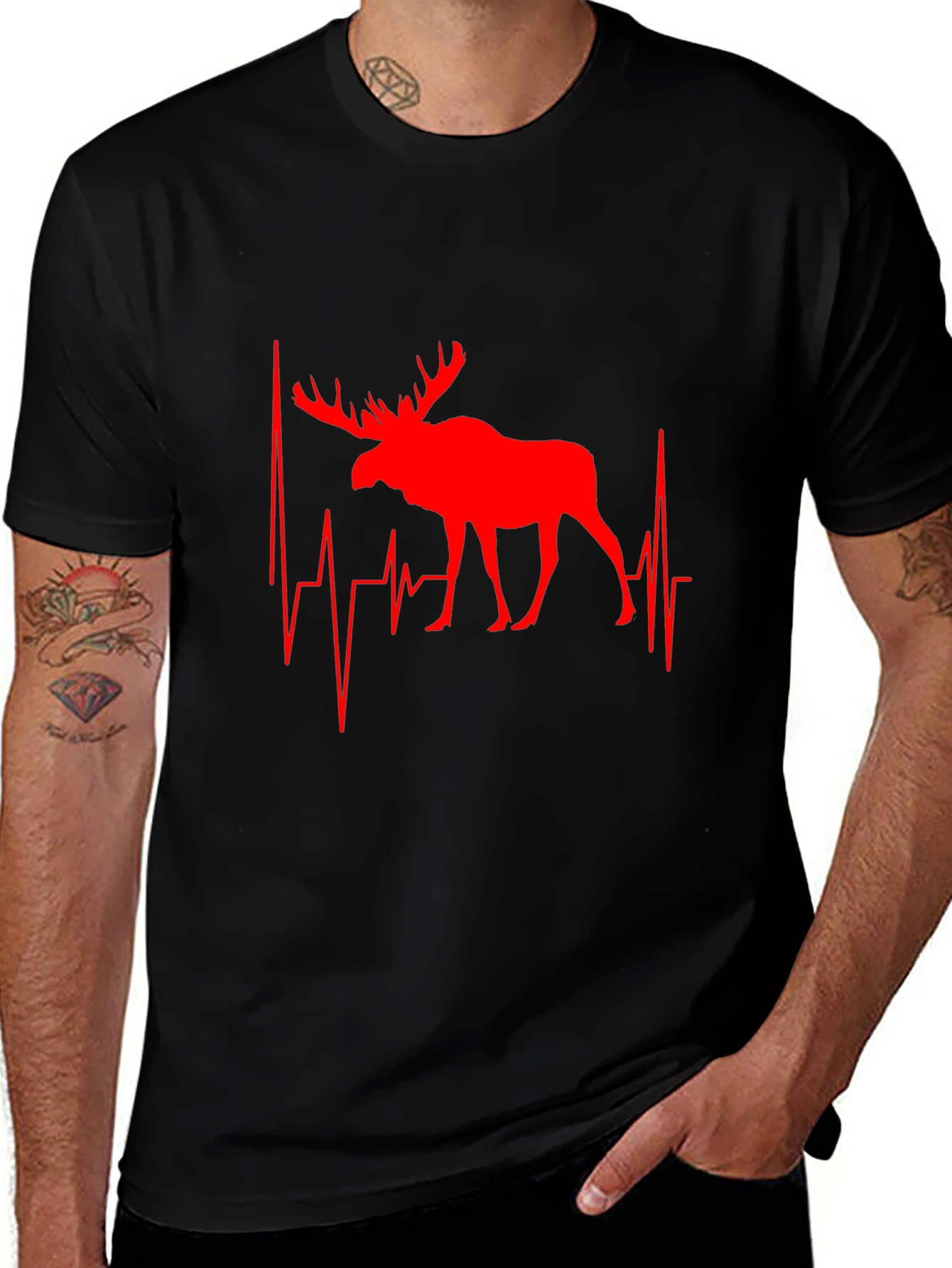 Moose Heartbeat T-Shirt - Novelty Animal Tee