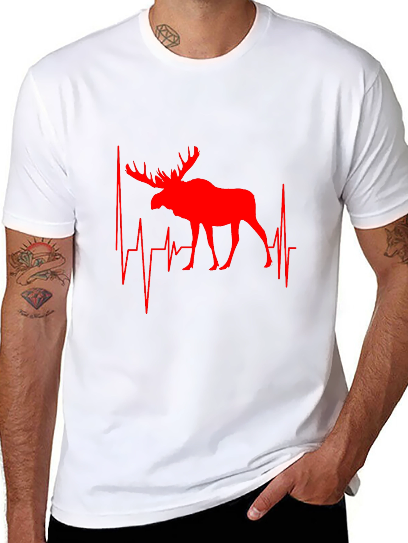 Moose Heartbeat T-Shirt - Novelty Animal Tee