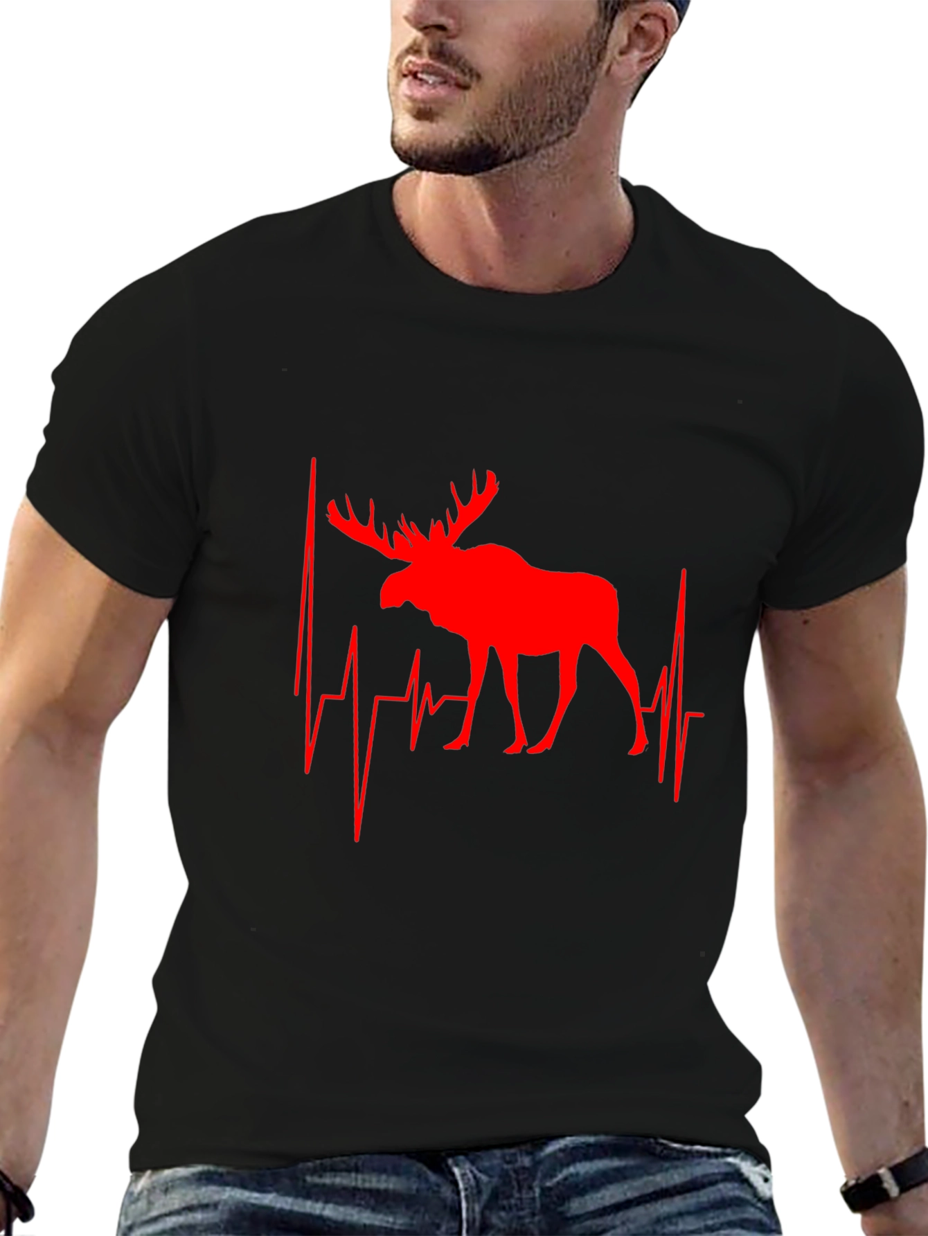 Moose Heartbeat T-Shirt - Novelty Animal Tee
