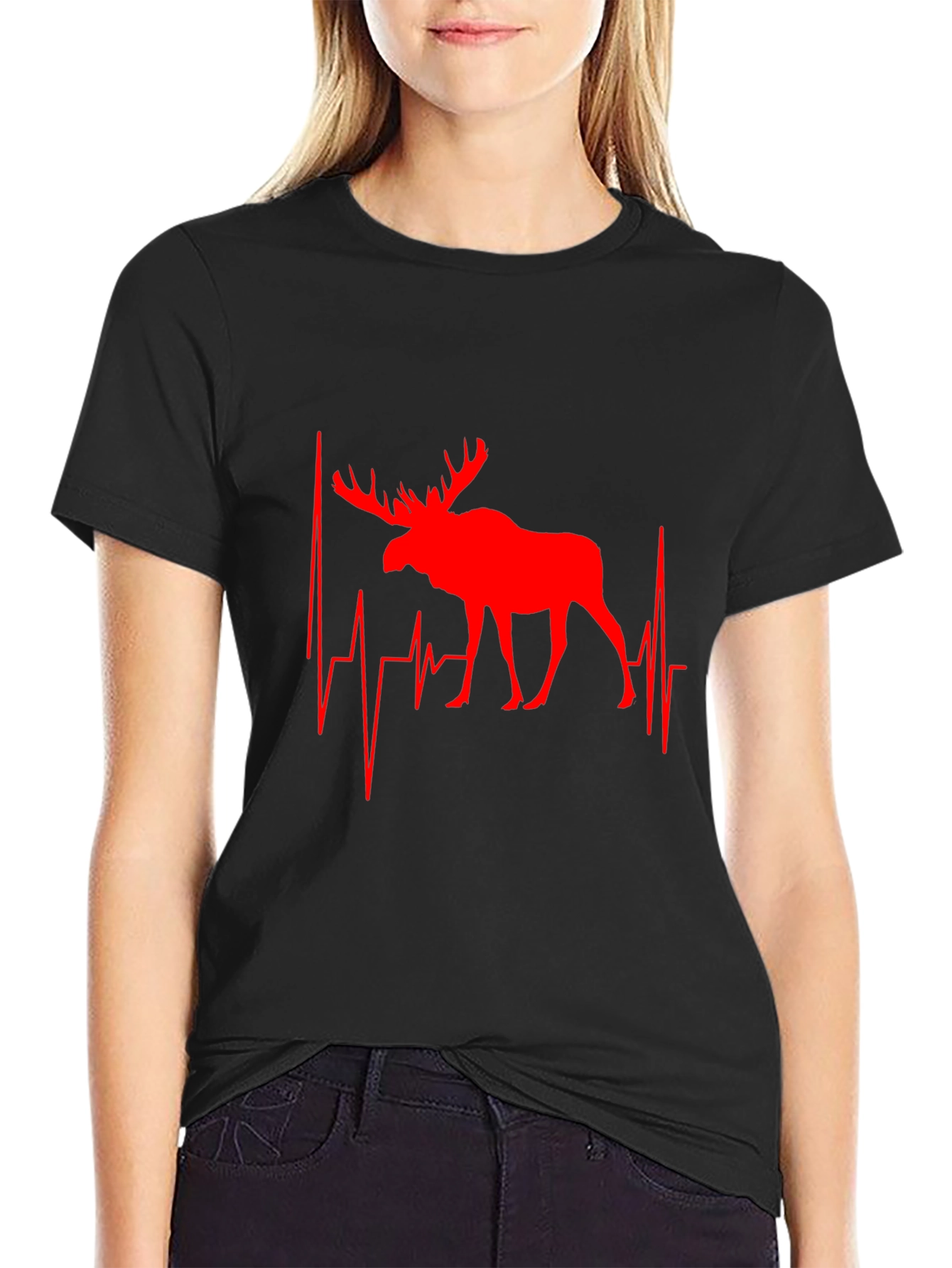 Moose Heartbeat T-Shirt - Novelty Animal Tee