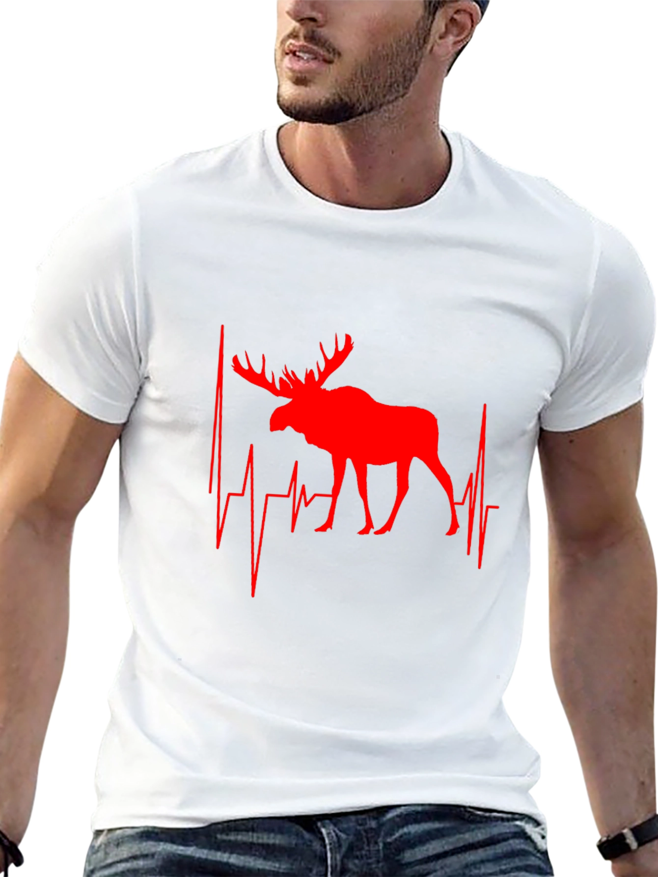 Moose Heartbeat T-Shirt - Novelty Animal Tee