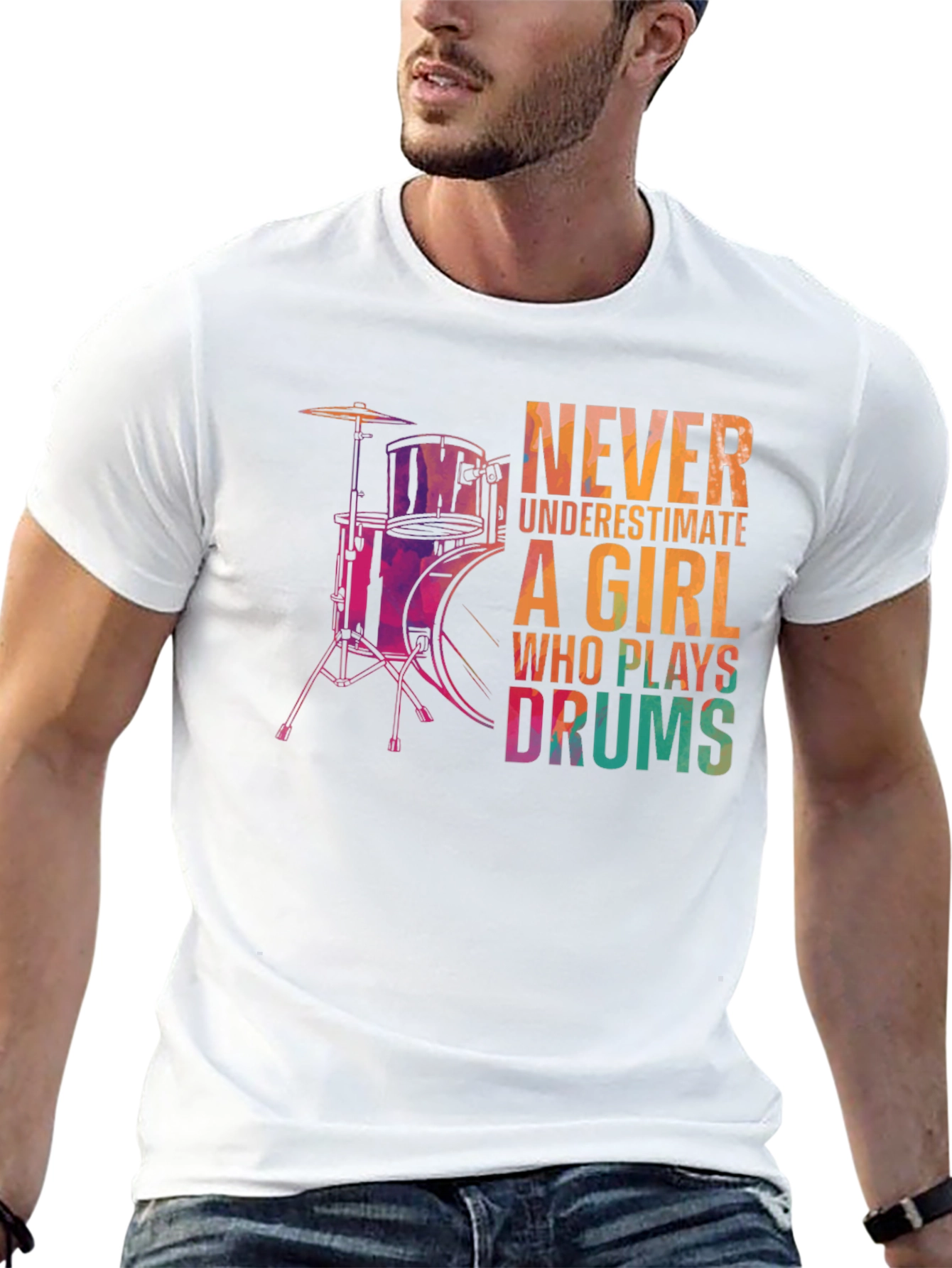 Girl Drummer Graphic Tee - Music Lover T-Shirt