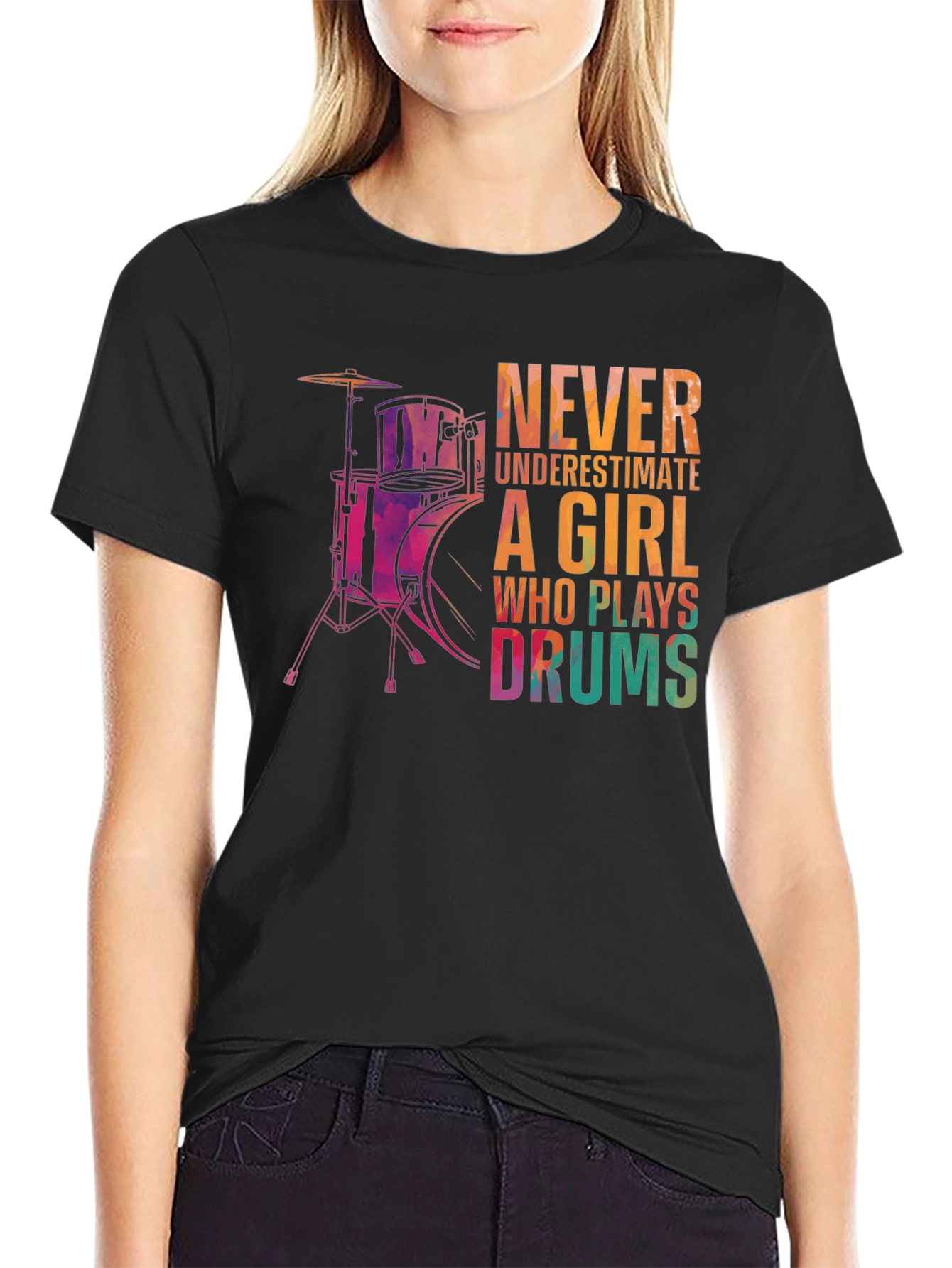 Girl Drummer Graphic Tee - Music Lover T-Shirt
