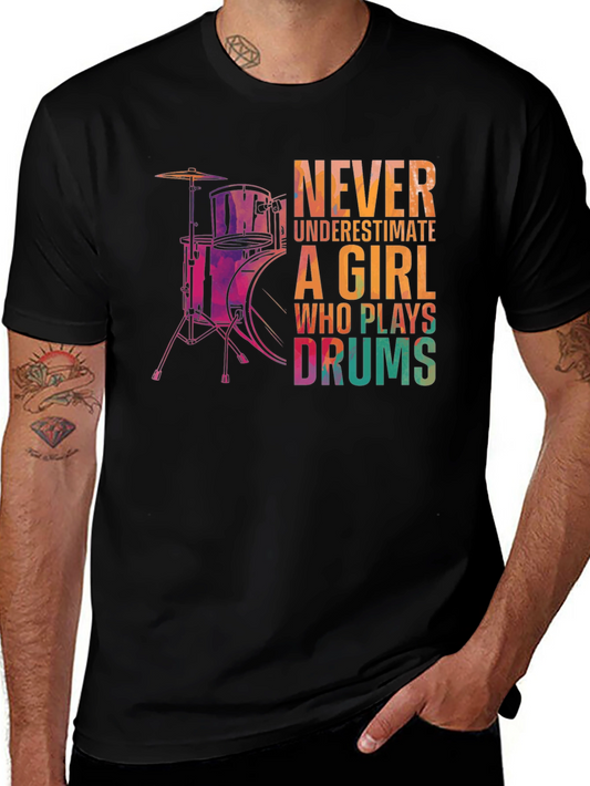 Girl Drummer Graphic Tee - Music Lover T-Shirt