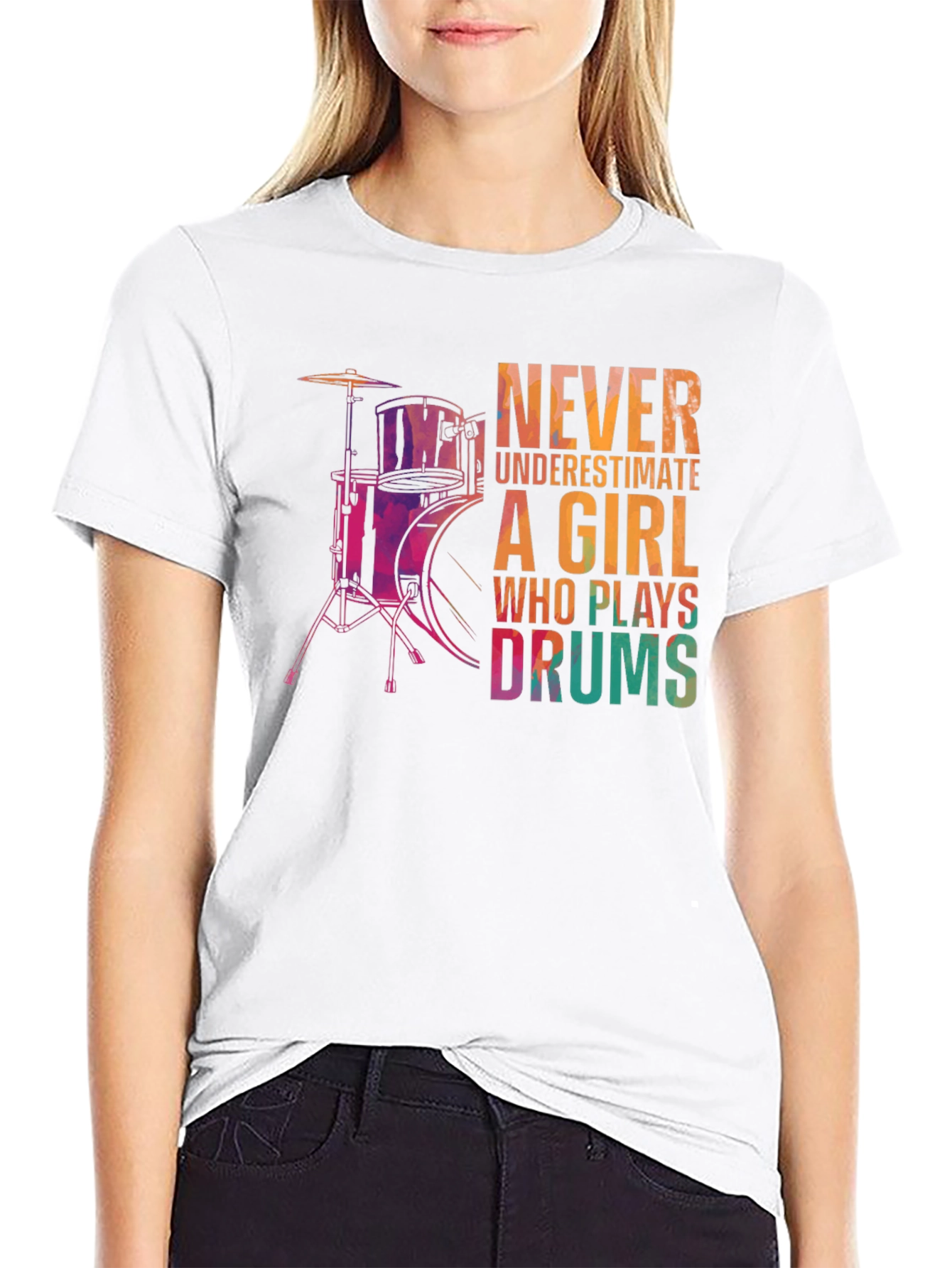 Girl Drummer Graphic Tee - Music Lover T-Shirt
