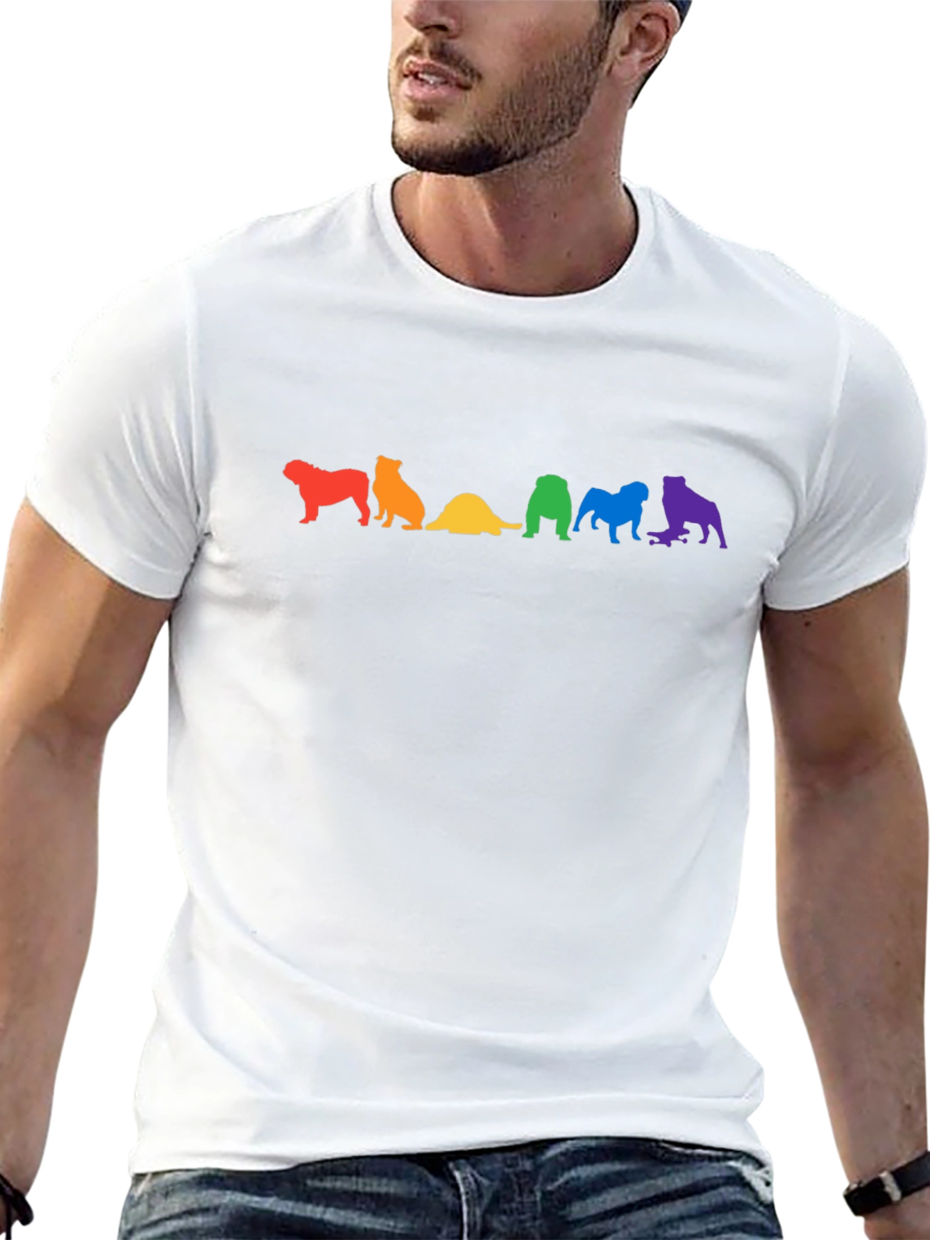 Rainbow Bulldog Silhouette T-Shirt