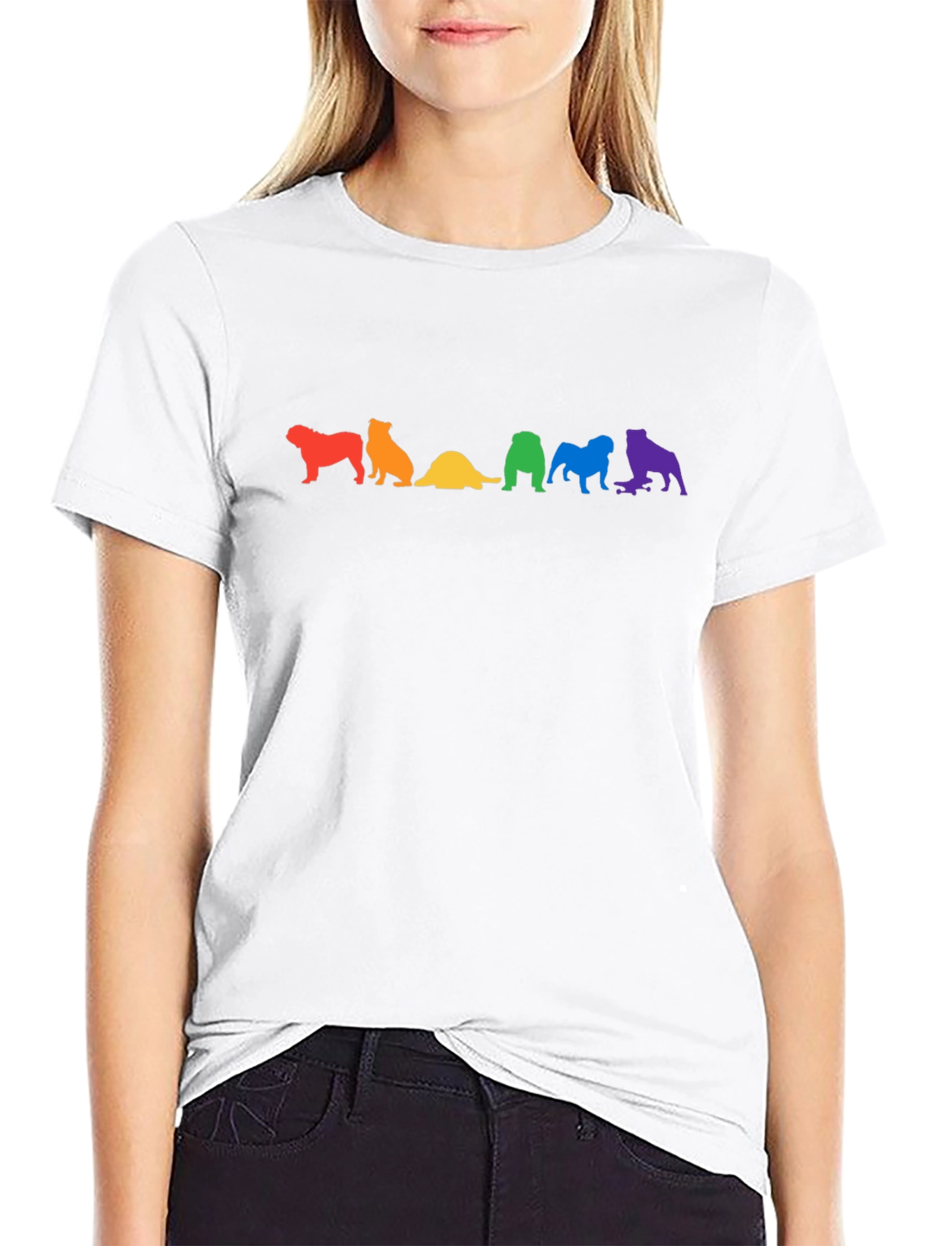 Rainbow Bulldog Silhouette T-Shirt