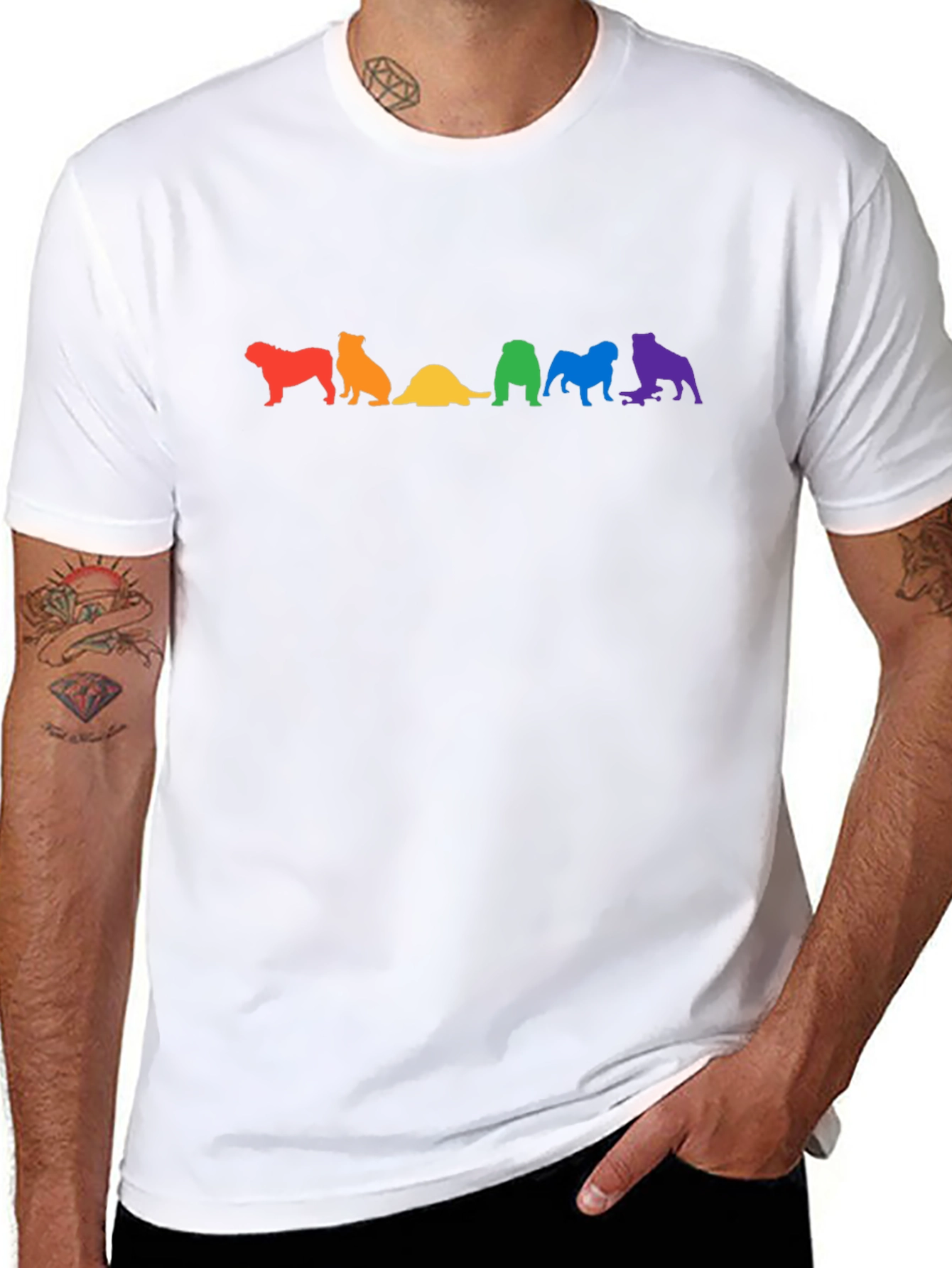 Rainbow Bulldog Silhouette T-Shirt