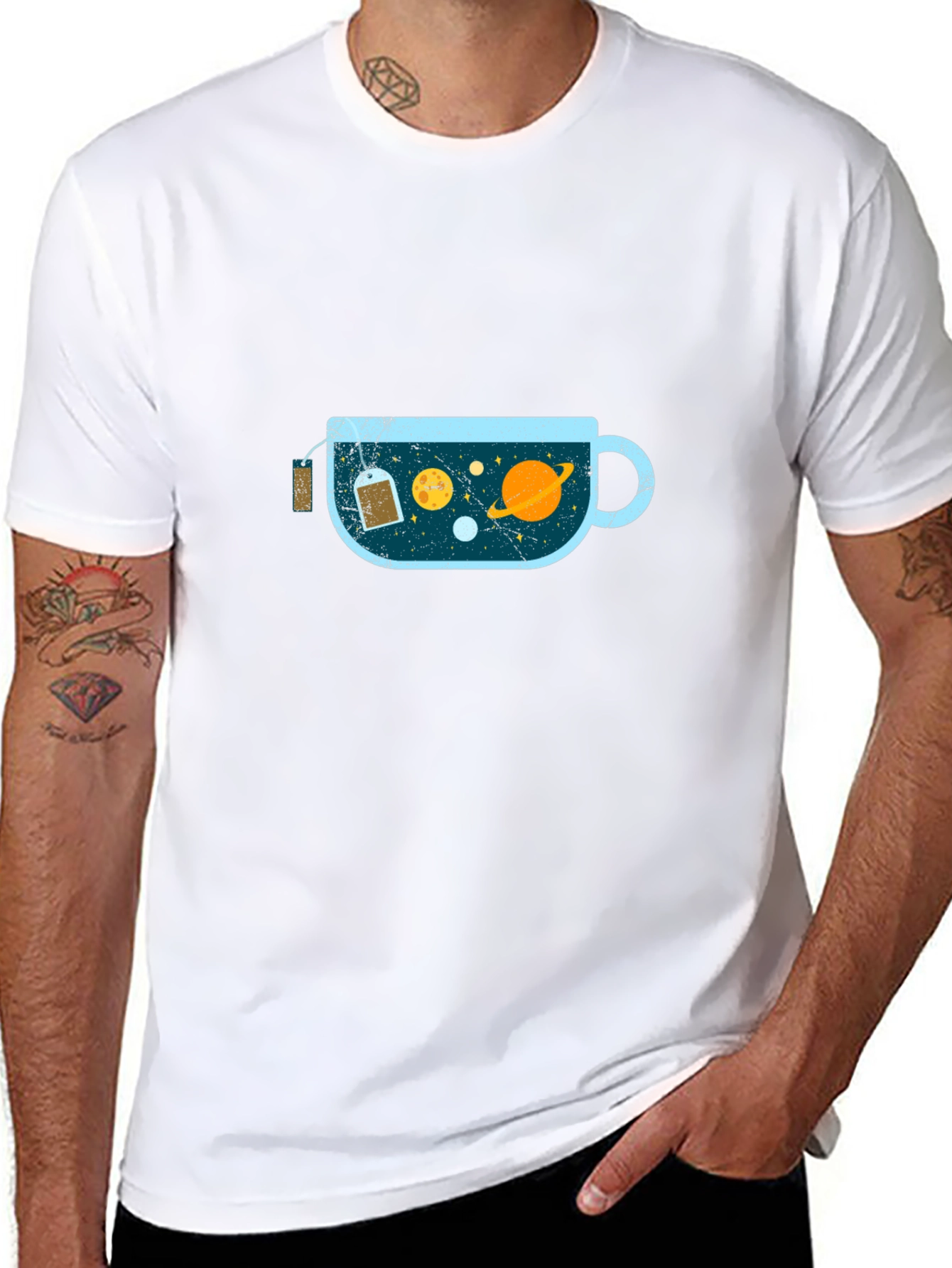 Celestial Tea Cup T-Shirt - Cosmic Brew
