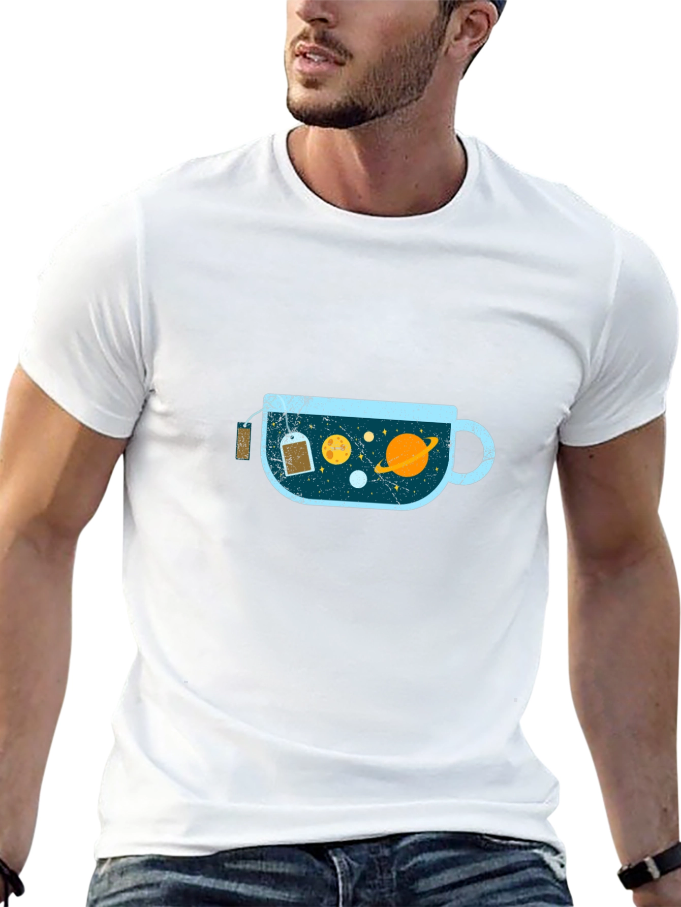 Celestial Tea Cup T-Shirt - Cosmic Brew