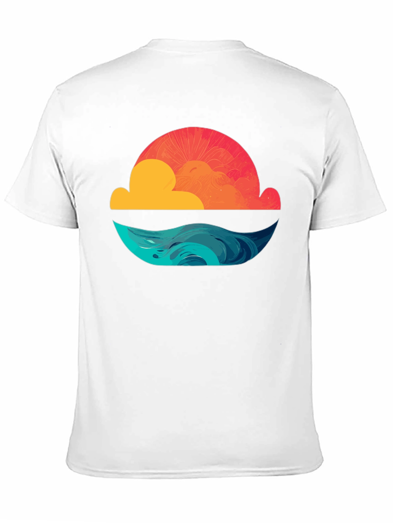 Sunset Waves Graphic Tee - Black Cotton T-Shirt