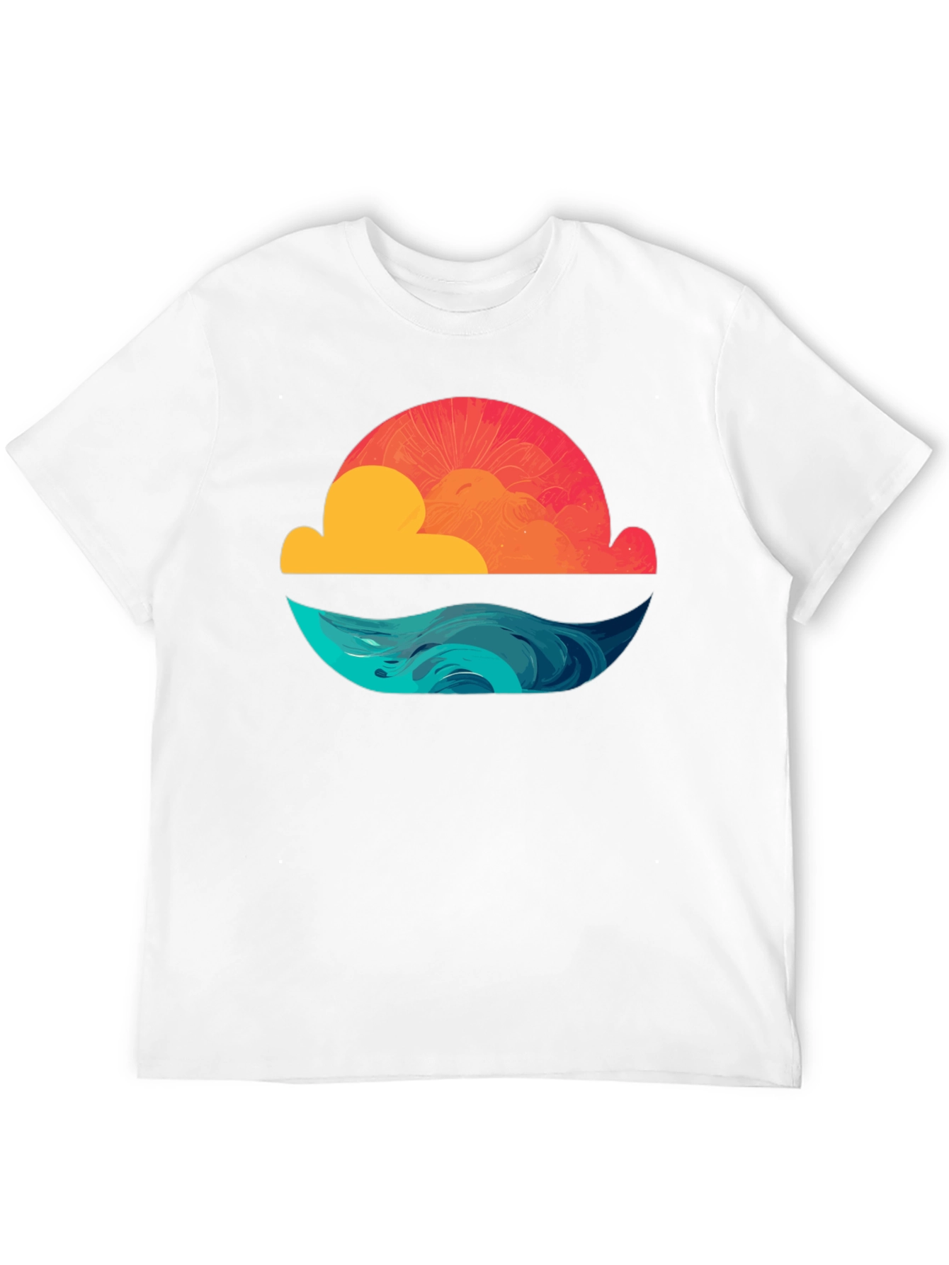 Sunset Waves Graphic Tee - Black Cotton T-Shirt