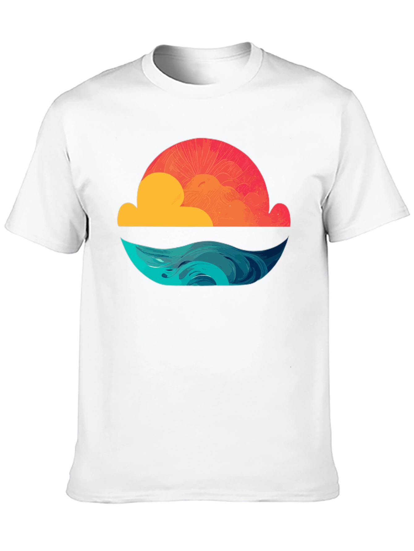 Sunset Waves Graphic Tee - Black Cotton T-Shirt
