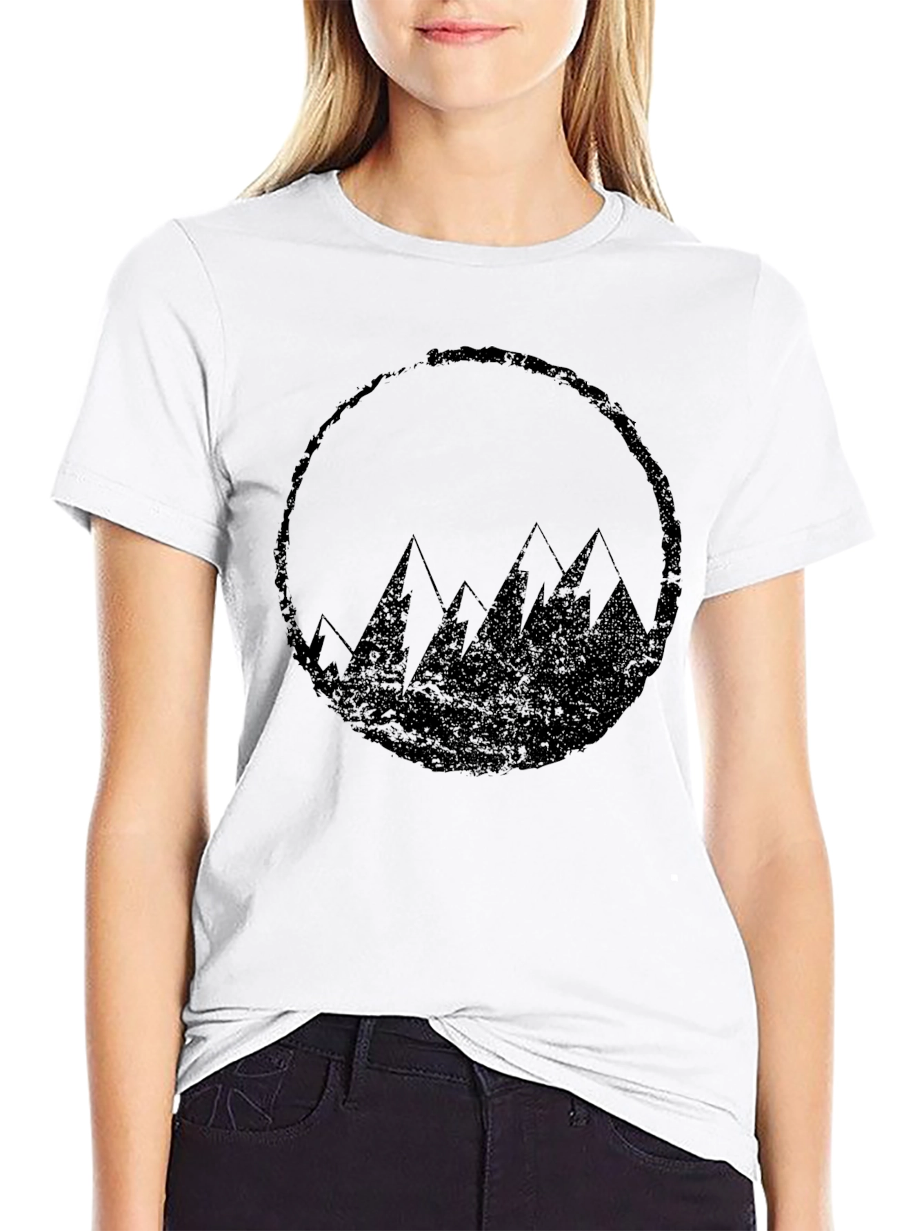 Mountain Circle Graphic Tee - Black Casual Shirt