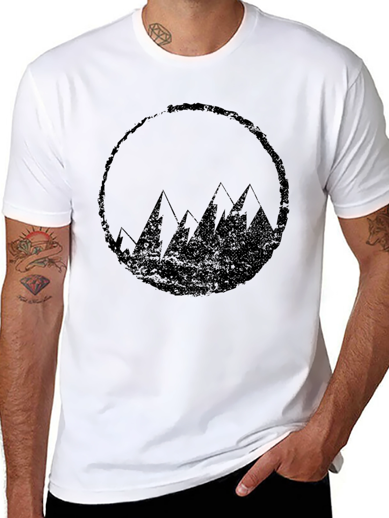 Mountain Circle Graphic Tee - Black Casual Shirt