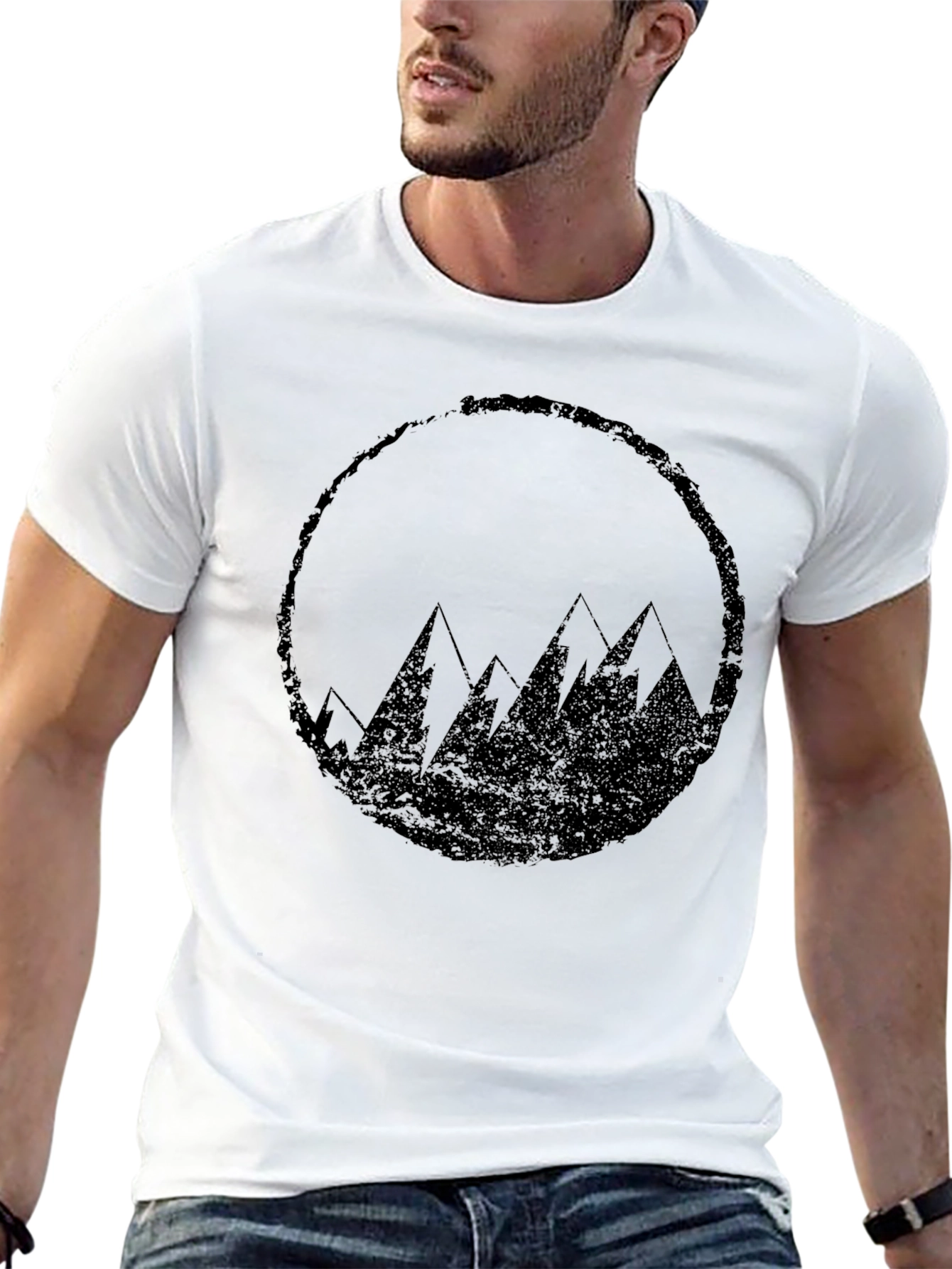 Mountain Circle Graphic Tee - Black Casual Shirt
