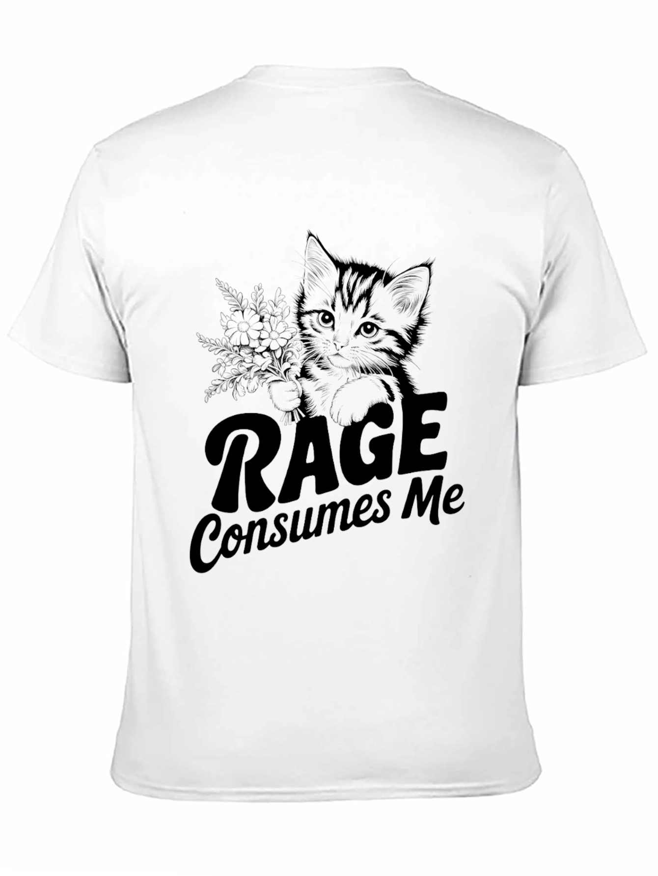 Rage Consumes Me Black T-Shirt with Kitten Graphic