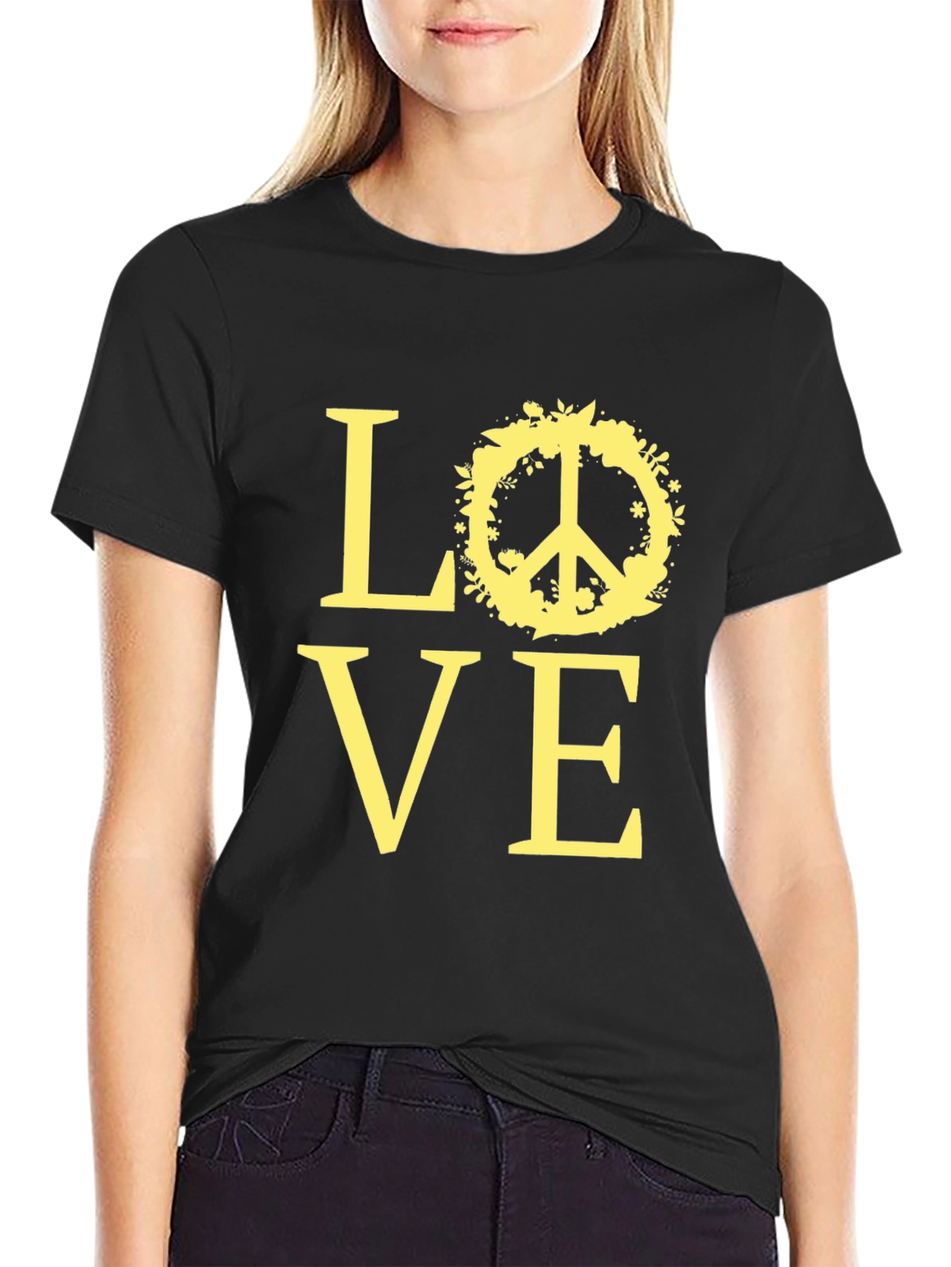 Love Peace Sign Graphic Tee - Black T-Shirt