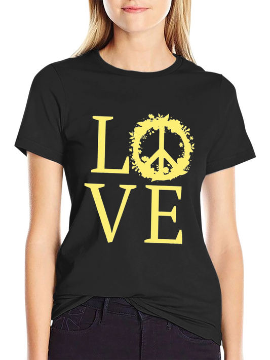 Love Peace Sign Graphic Tee - Black T-Shirt
