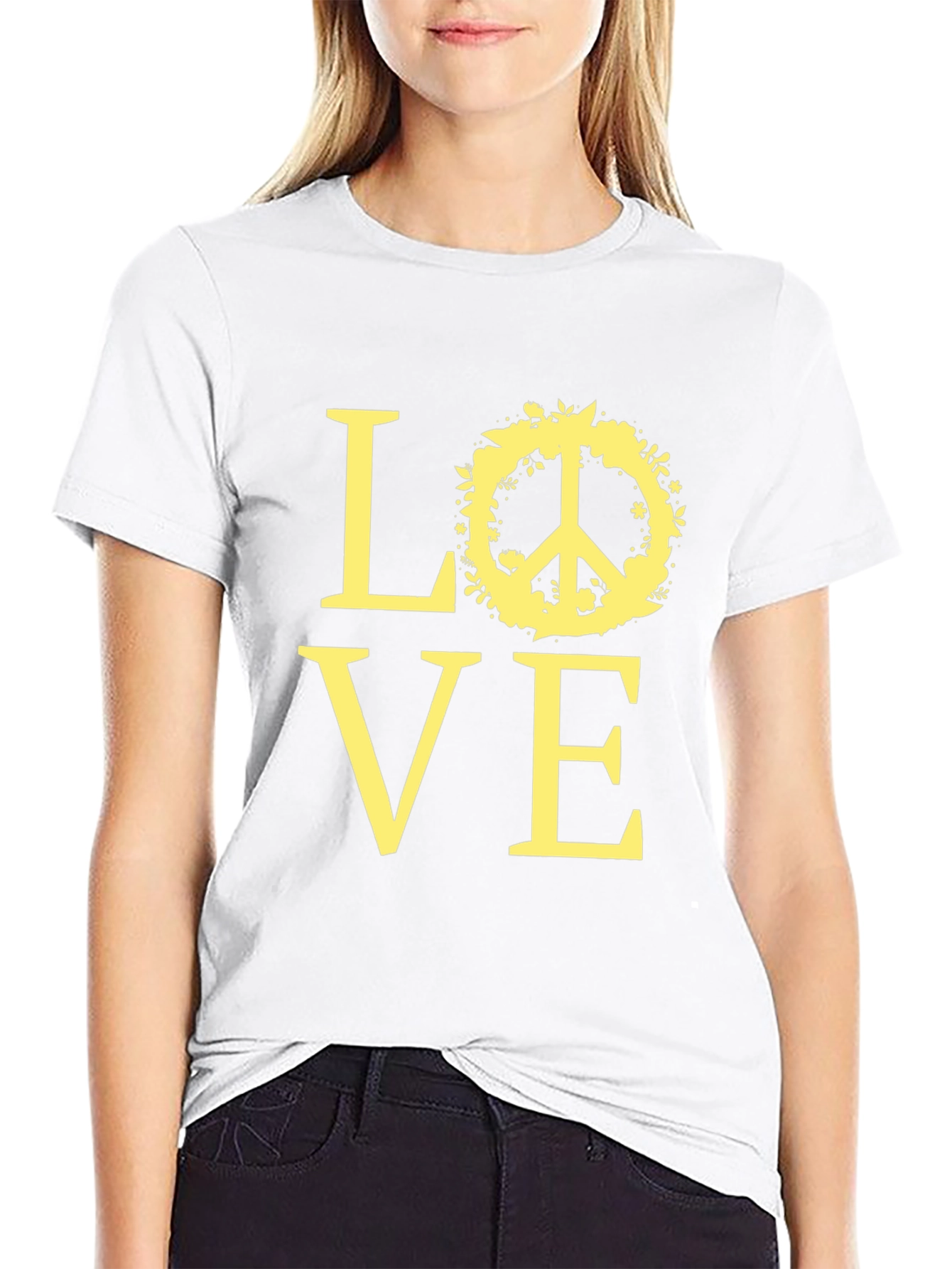Love Peace Sign Graphic Tee - Black T-Shirt
