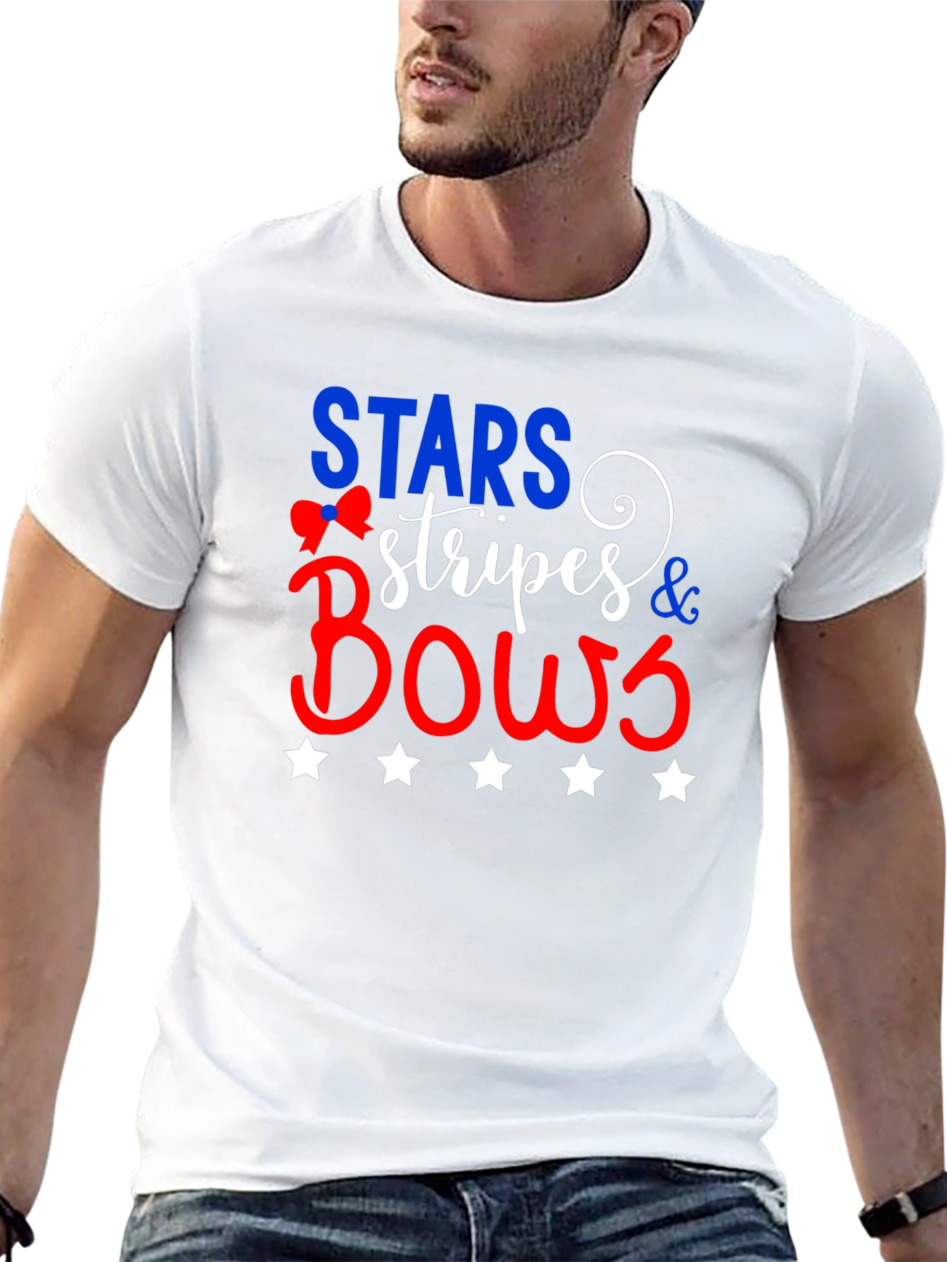 Stars Stripes and Bows Patriotic Graphic Tee