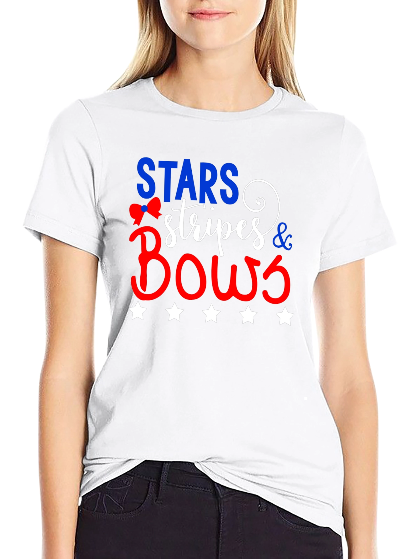 Stars Stripes and Bows Patriotic Graphic Tee