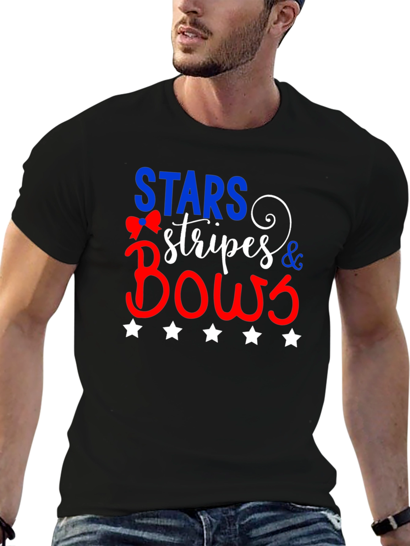 Stars Stripes and Bows Patriotic Graphic Tee