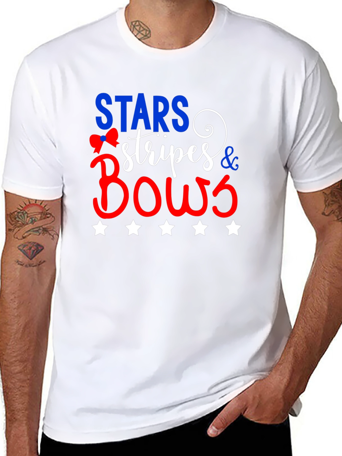Stars Stripes and Bows Patriotic Graphic Tee