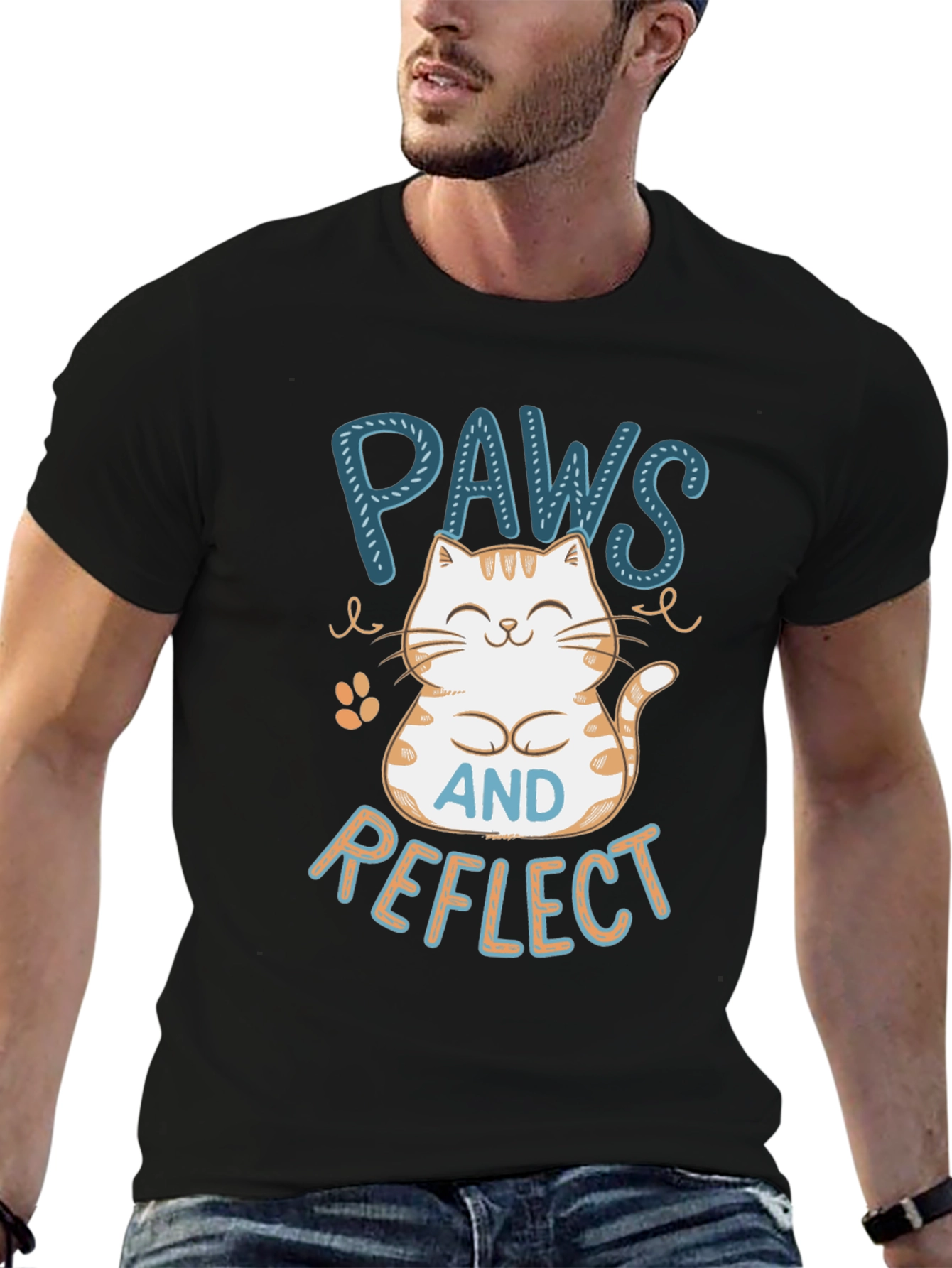 Paws Reflect T-Shirt - Cute Cat Design