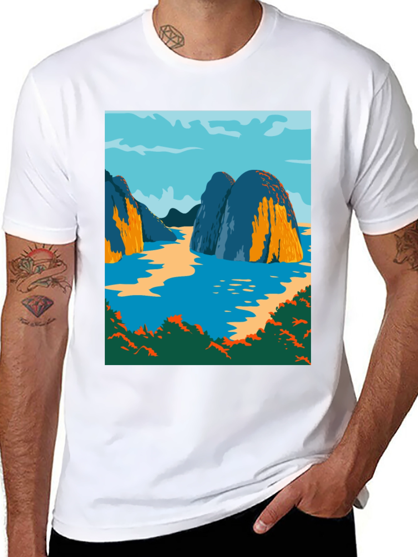 Scenic Islands Graphic Tee - Nature Inspired Design