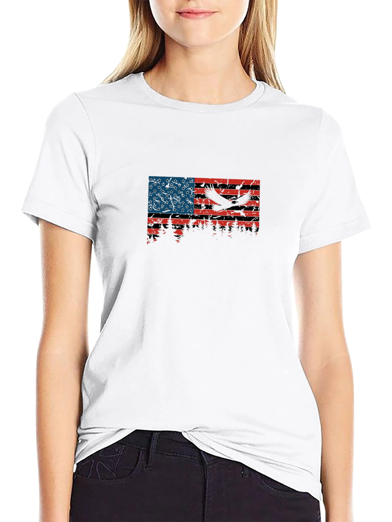 American Flag Eagle Graphic T-Shirt
