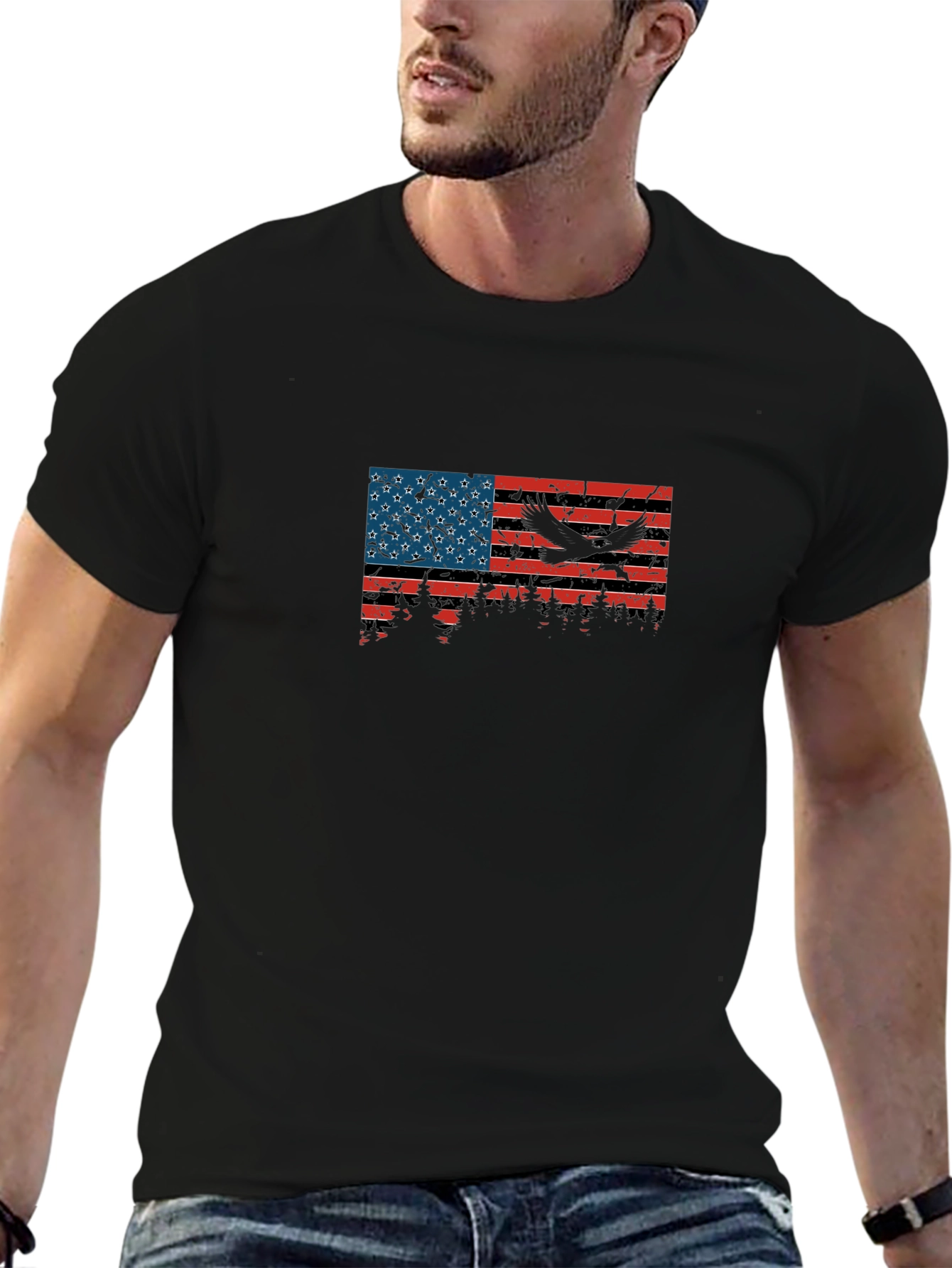 American Flag Eagle Graphic T-Shirt