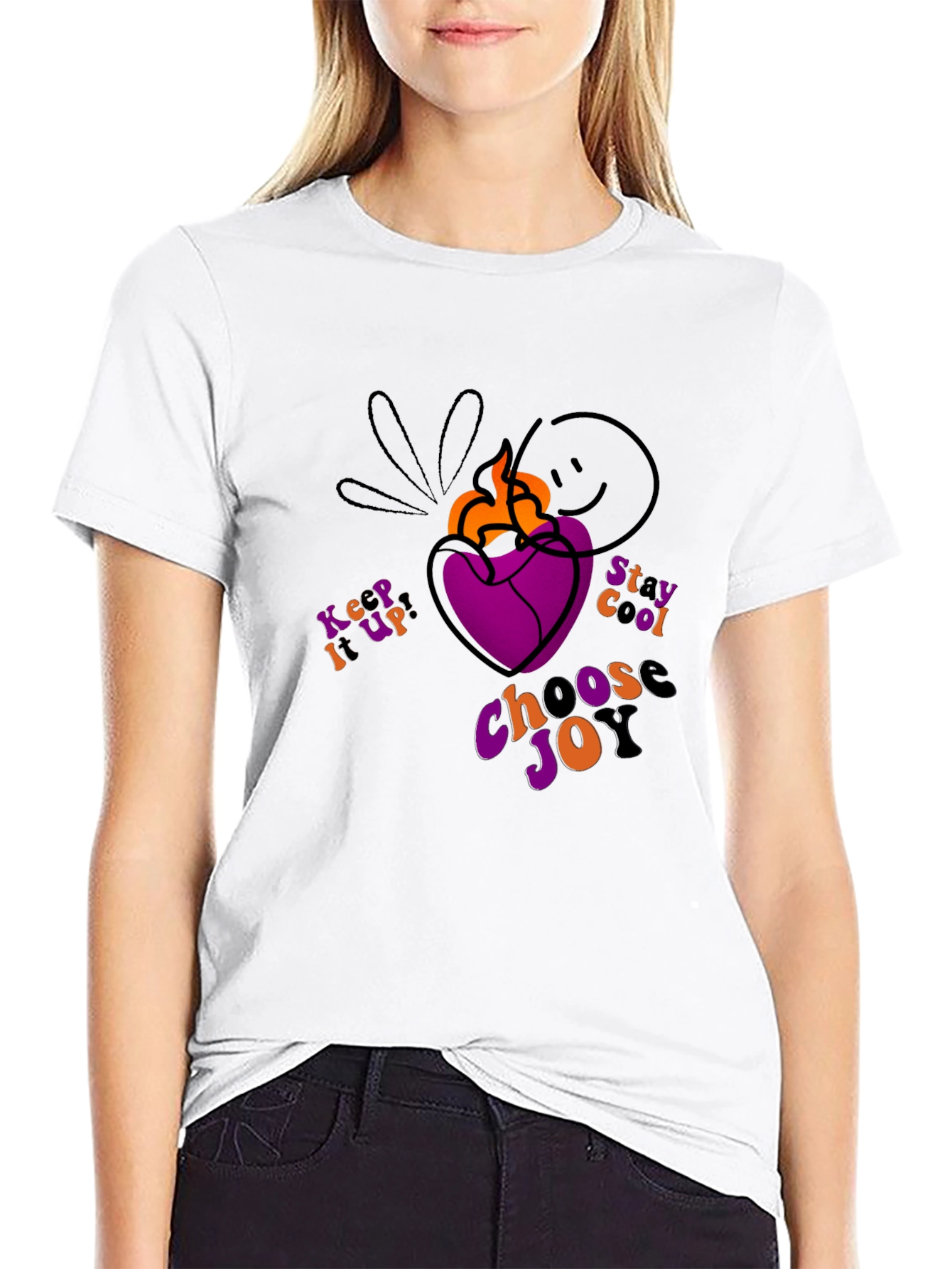 Black T-Shirt with Heart and Inspirational Slogan