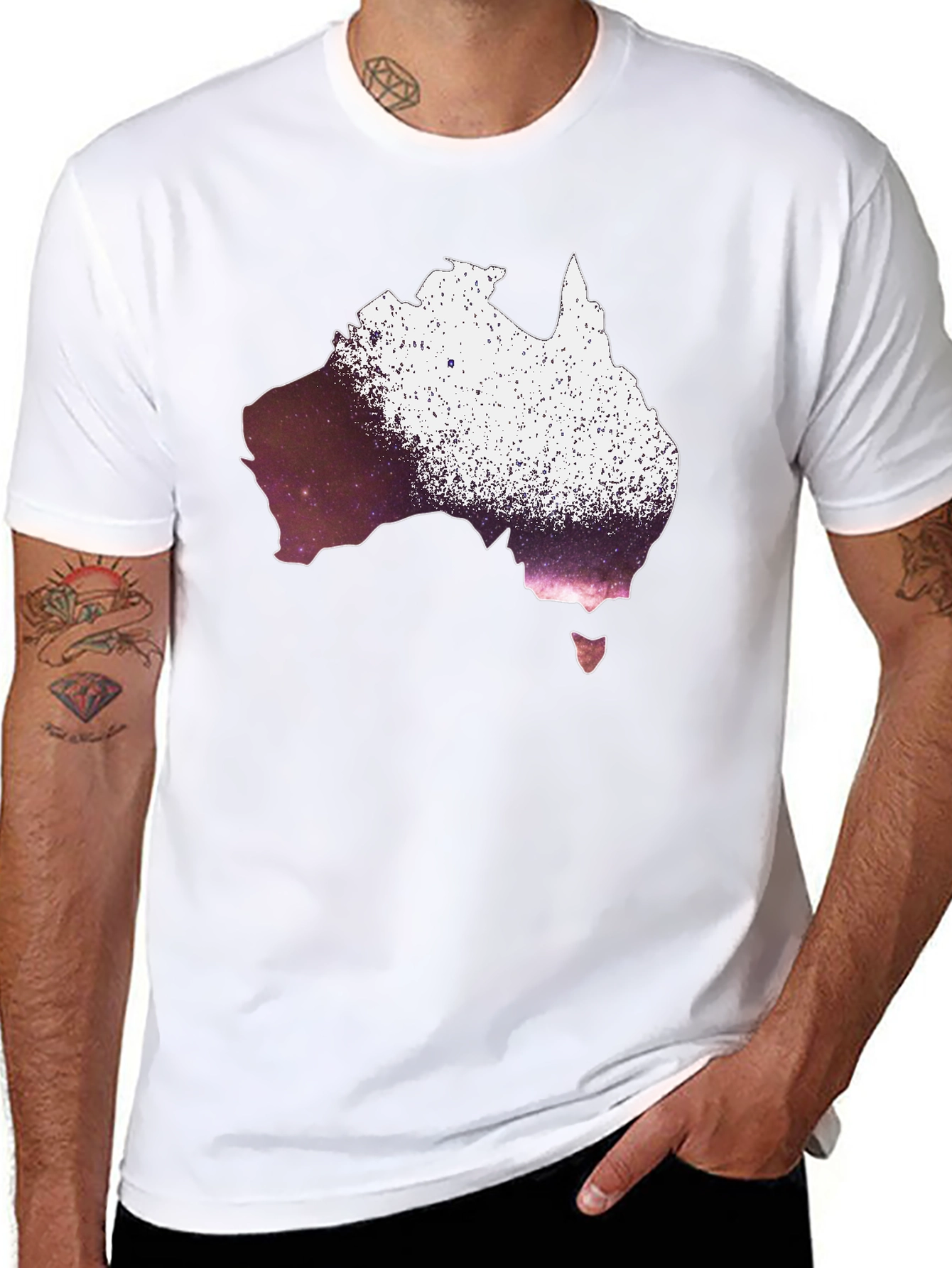 Australia Galaxy Graphic T-Shirt - Black Cotton Tee