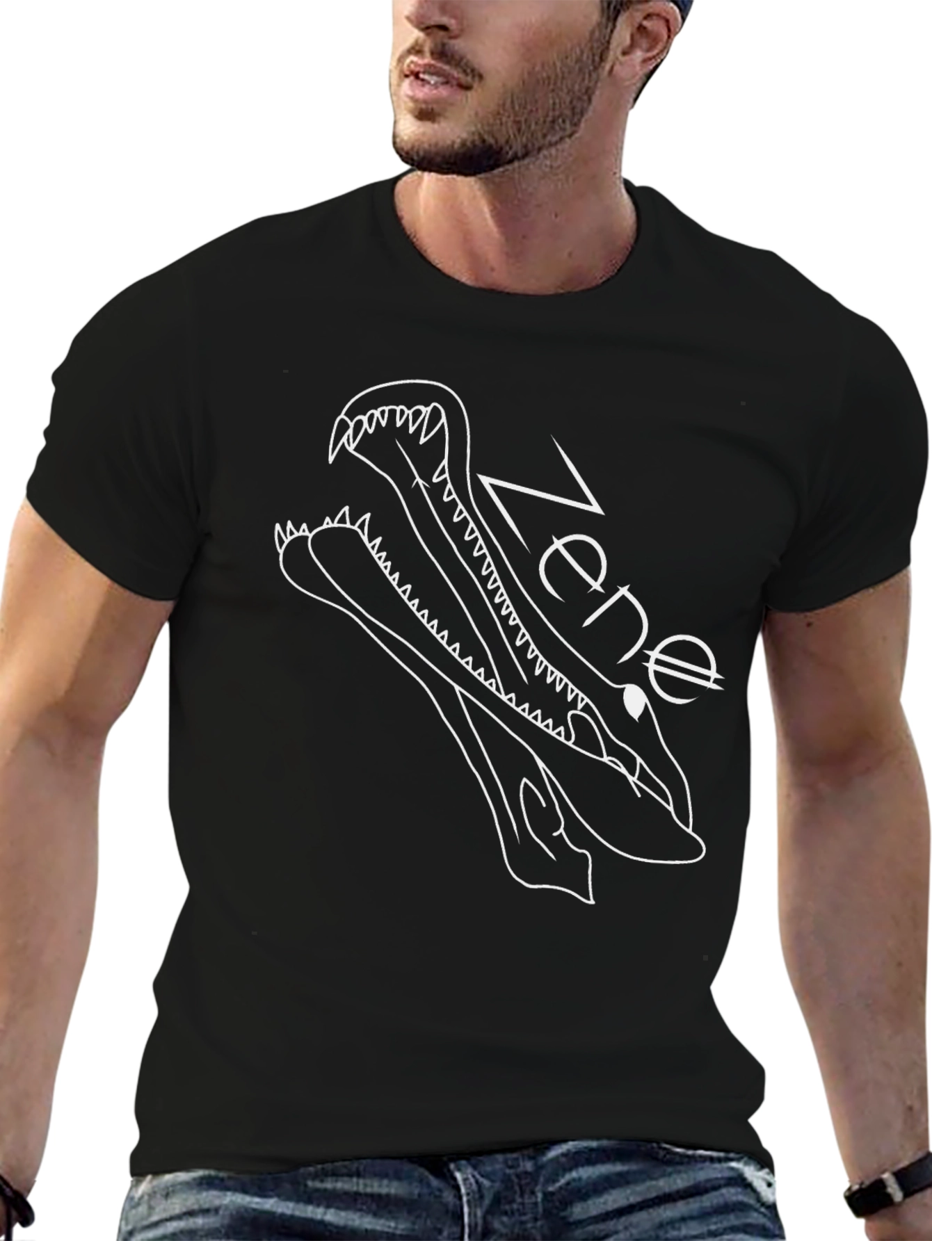 Unique Graphic T-Shirt: Zene Crocodile Design