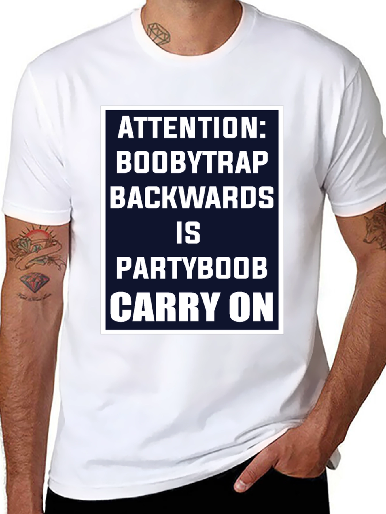 Attention Boobytrap Partyboob Funny T-Shirt