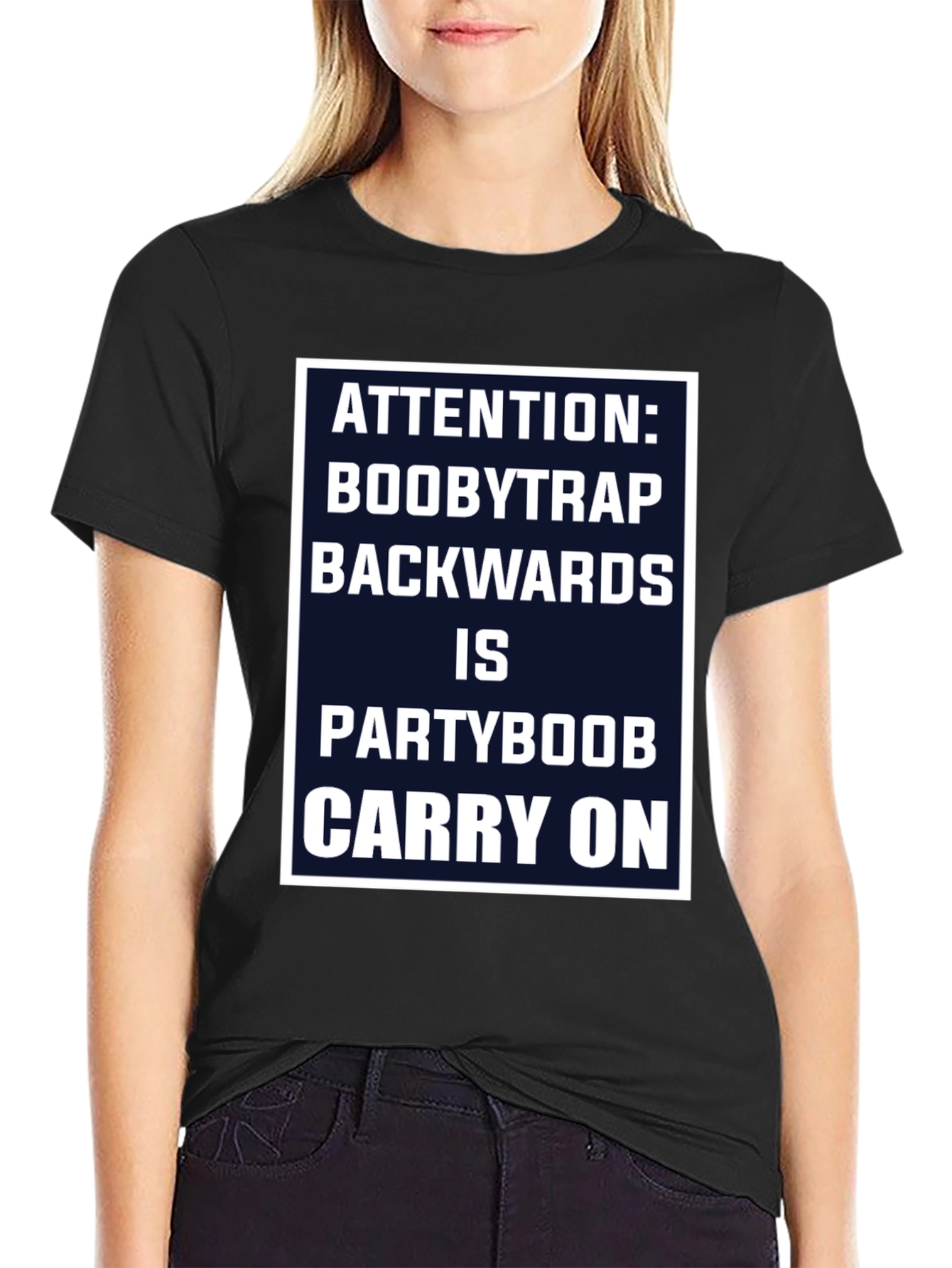Attention Boobytrap Partyboob Funny T-Shirt