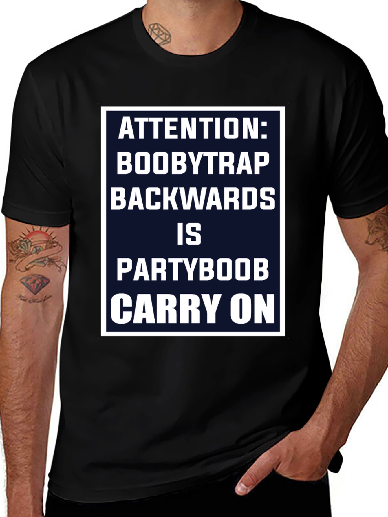 Attention Boobytrap Partyboob Funny T-Shirt