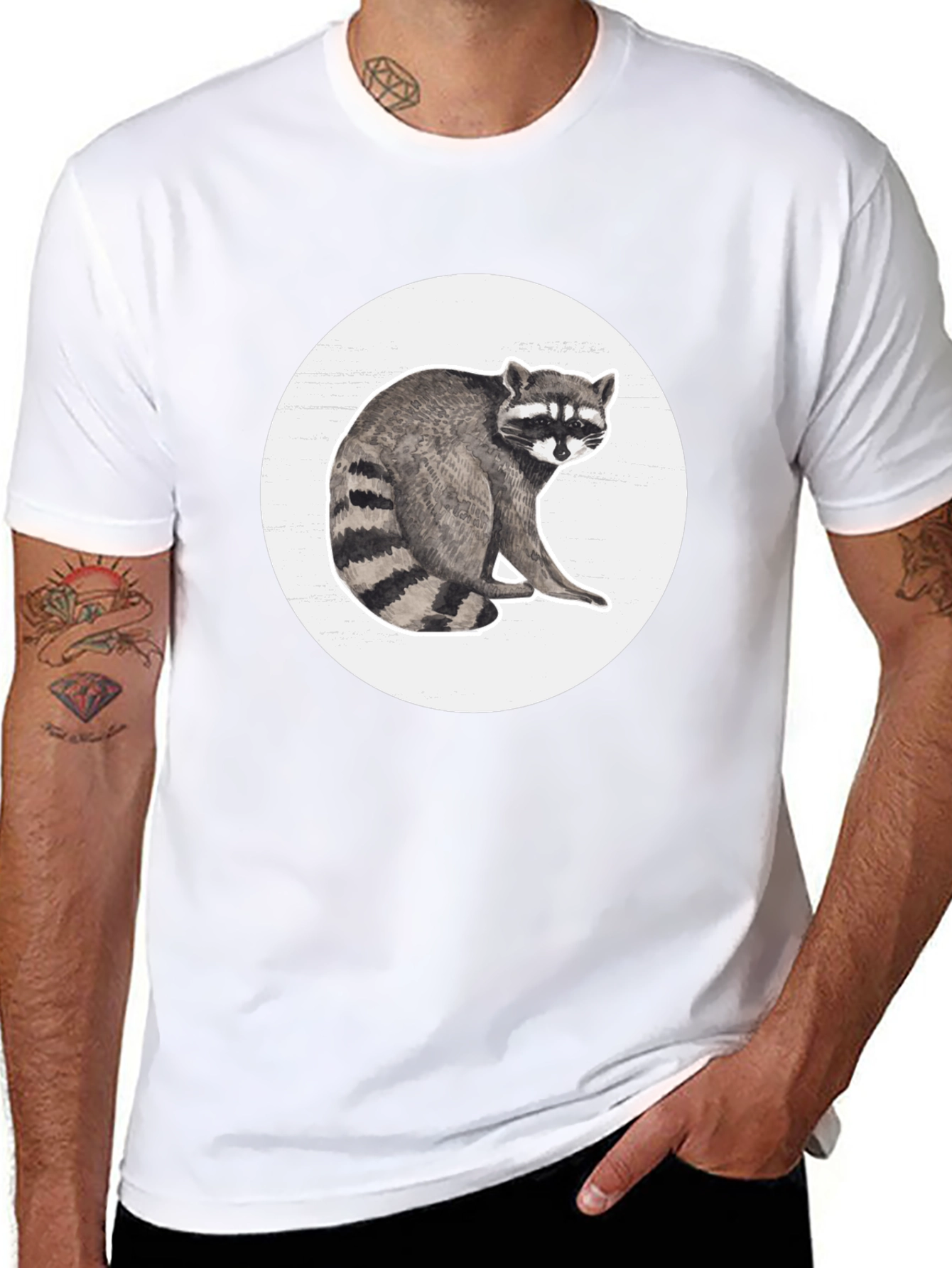 Raccoon Graphic Tee - Black Cotton Blend Comfort