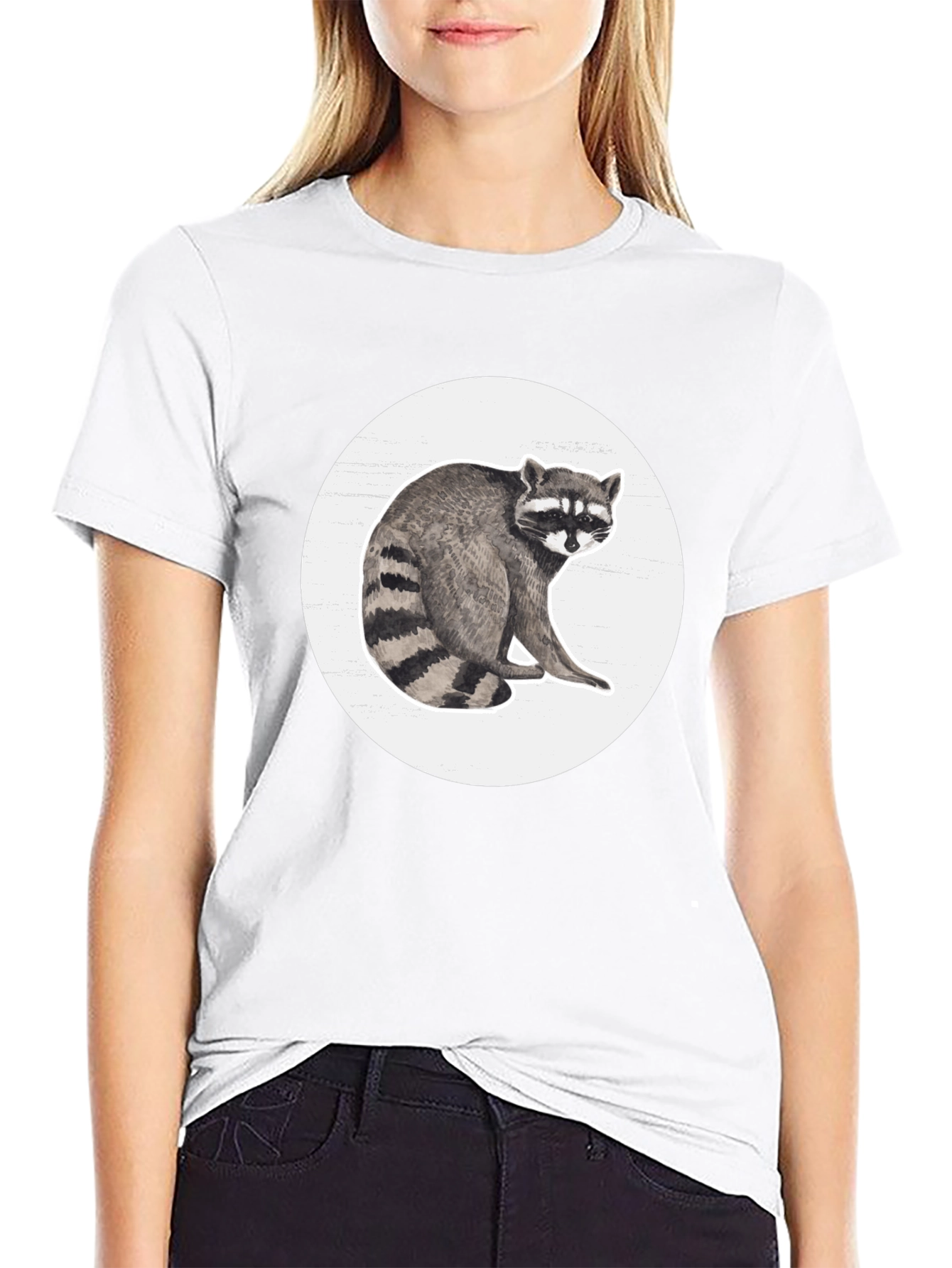 Raccoon Graphic Tee - Black Cotton Blend Comfort