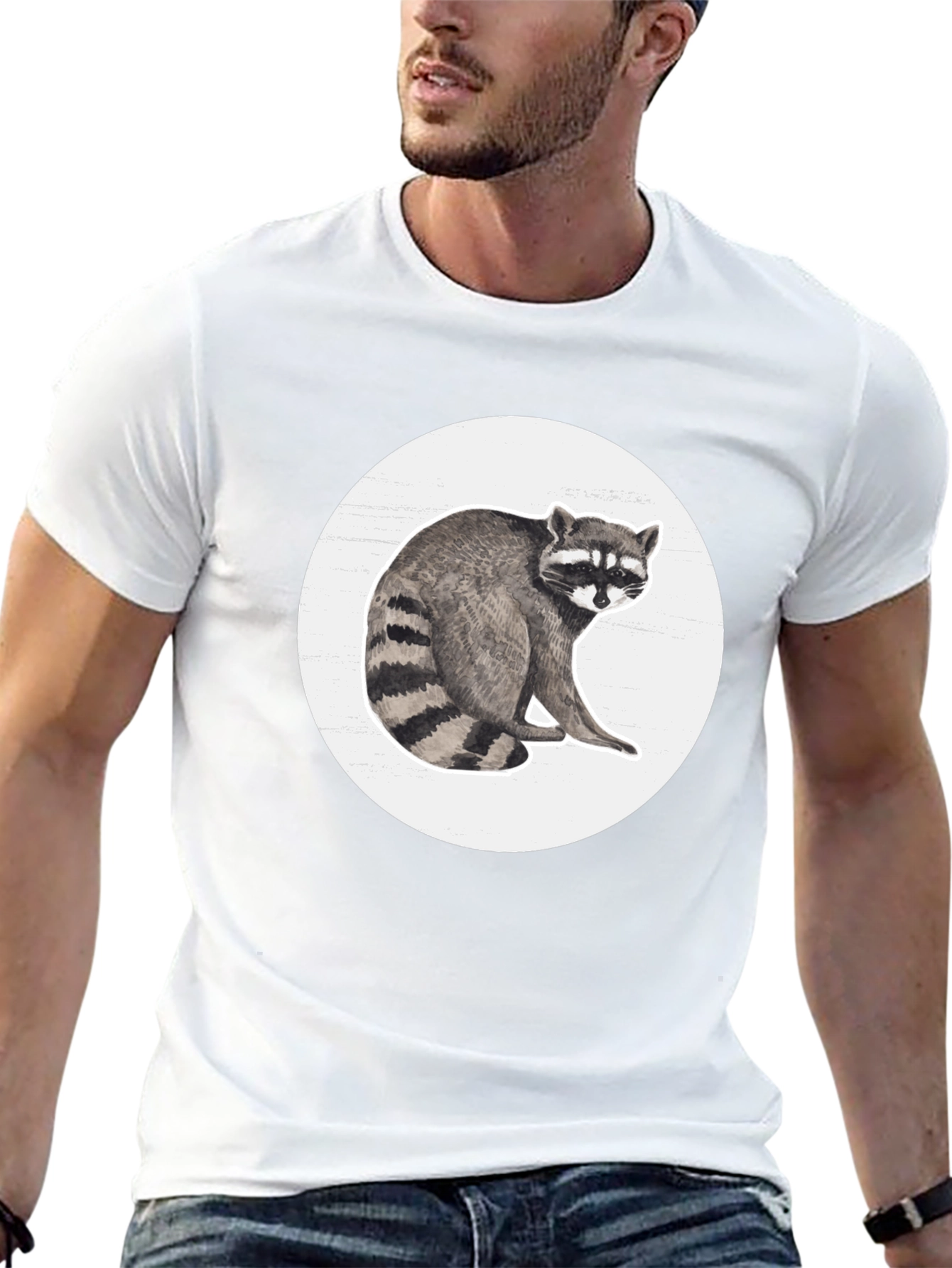Raccoon Graphic Tee - Black Cotton Blend Comfort
