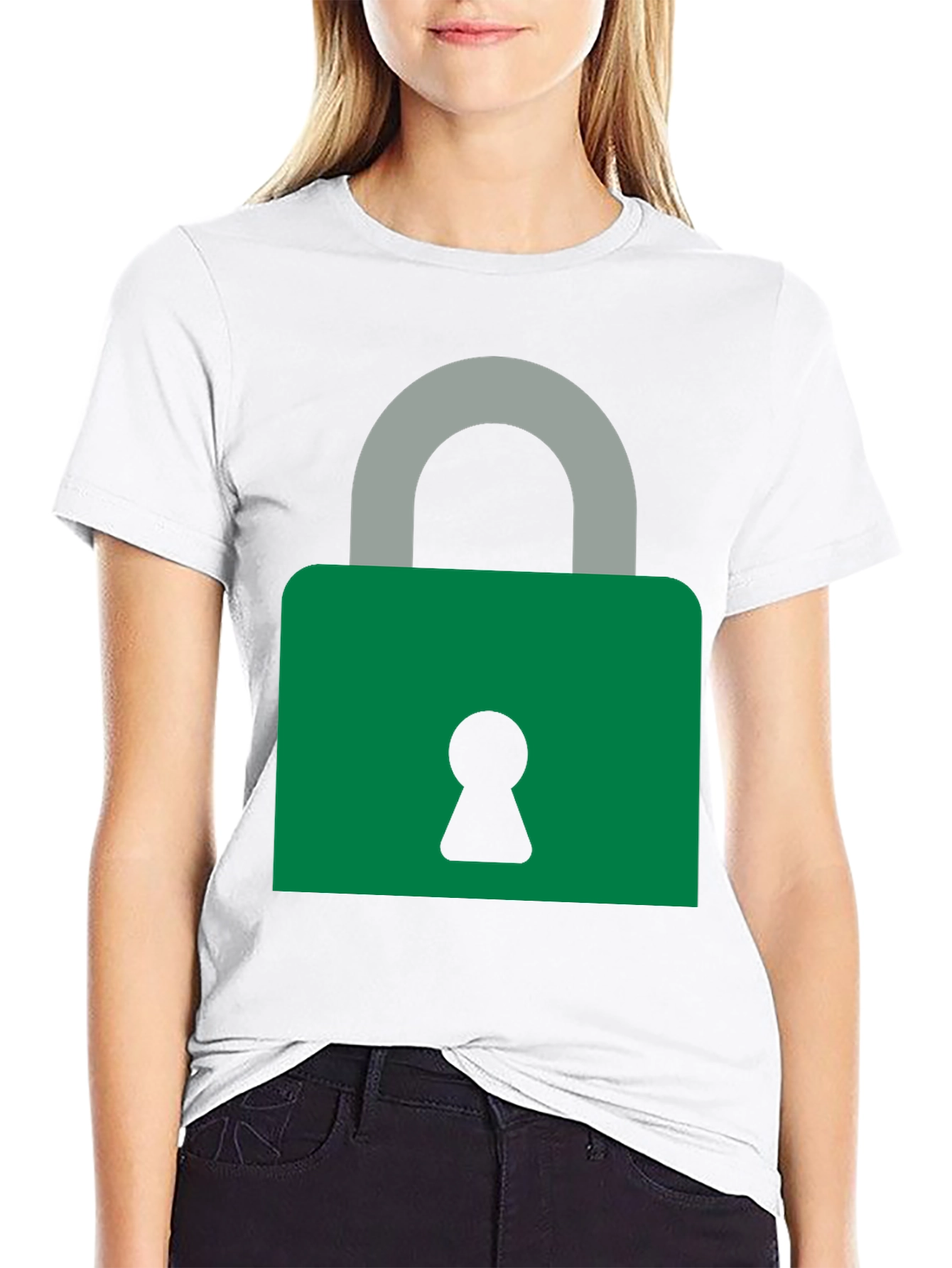 Modern Padlock Graphic T-Shirt - Black