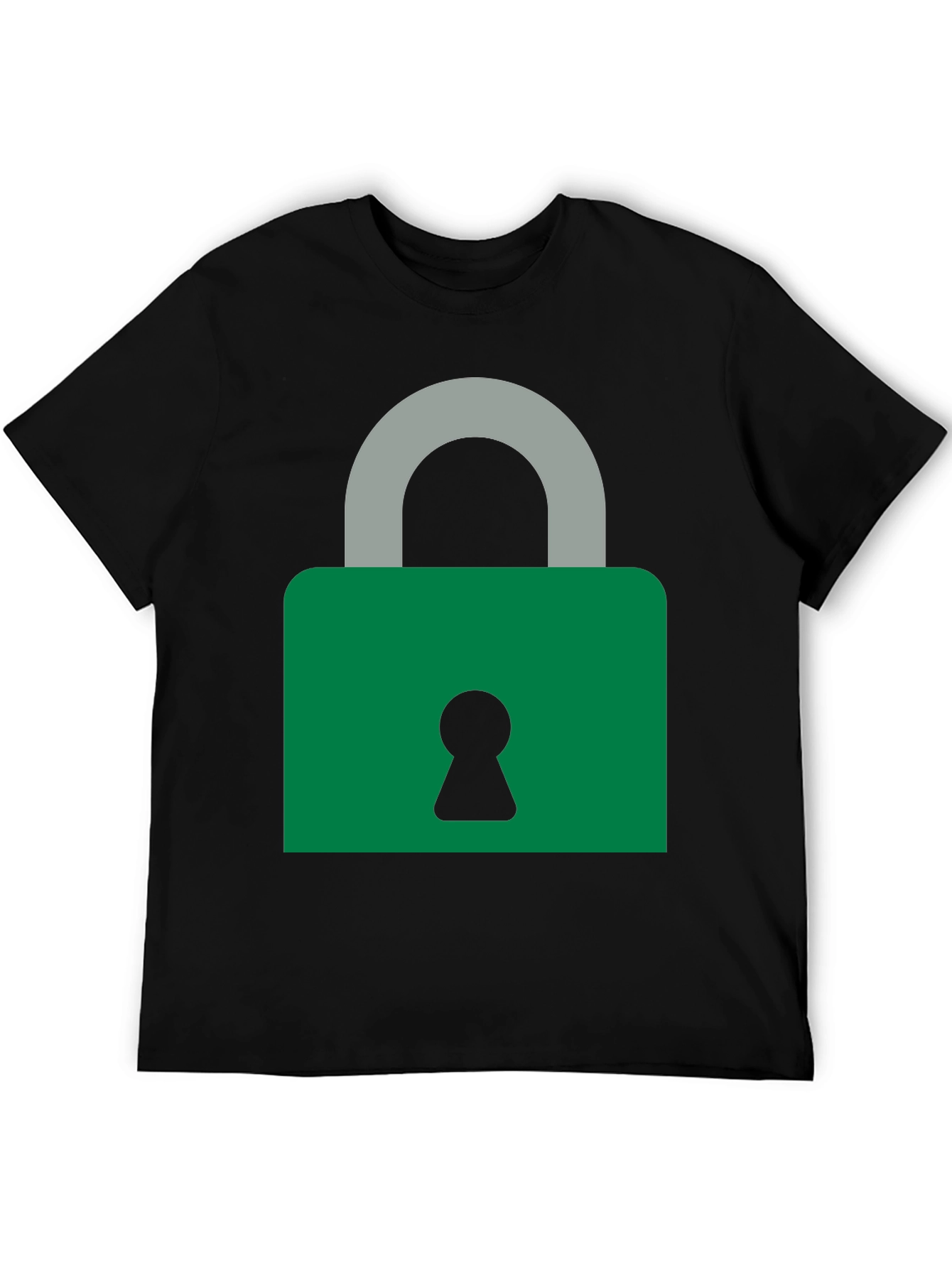Modern Padlock Graphic T-Shirt - Black